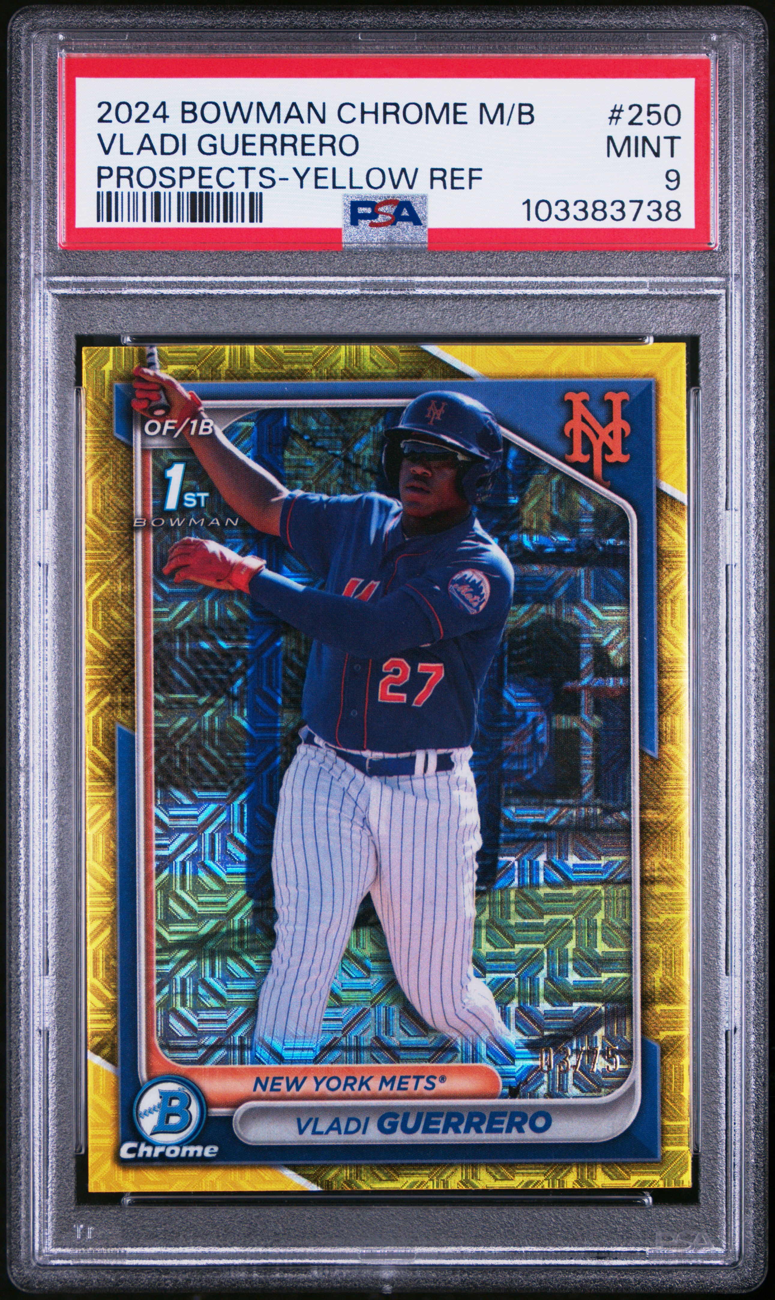 2024 Bowman Mega Box Chrome Prospects Vladi Guerrero #250 (Prospects-Yellow Ref) Mint 9 front