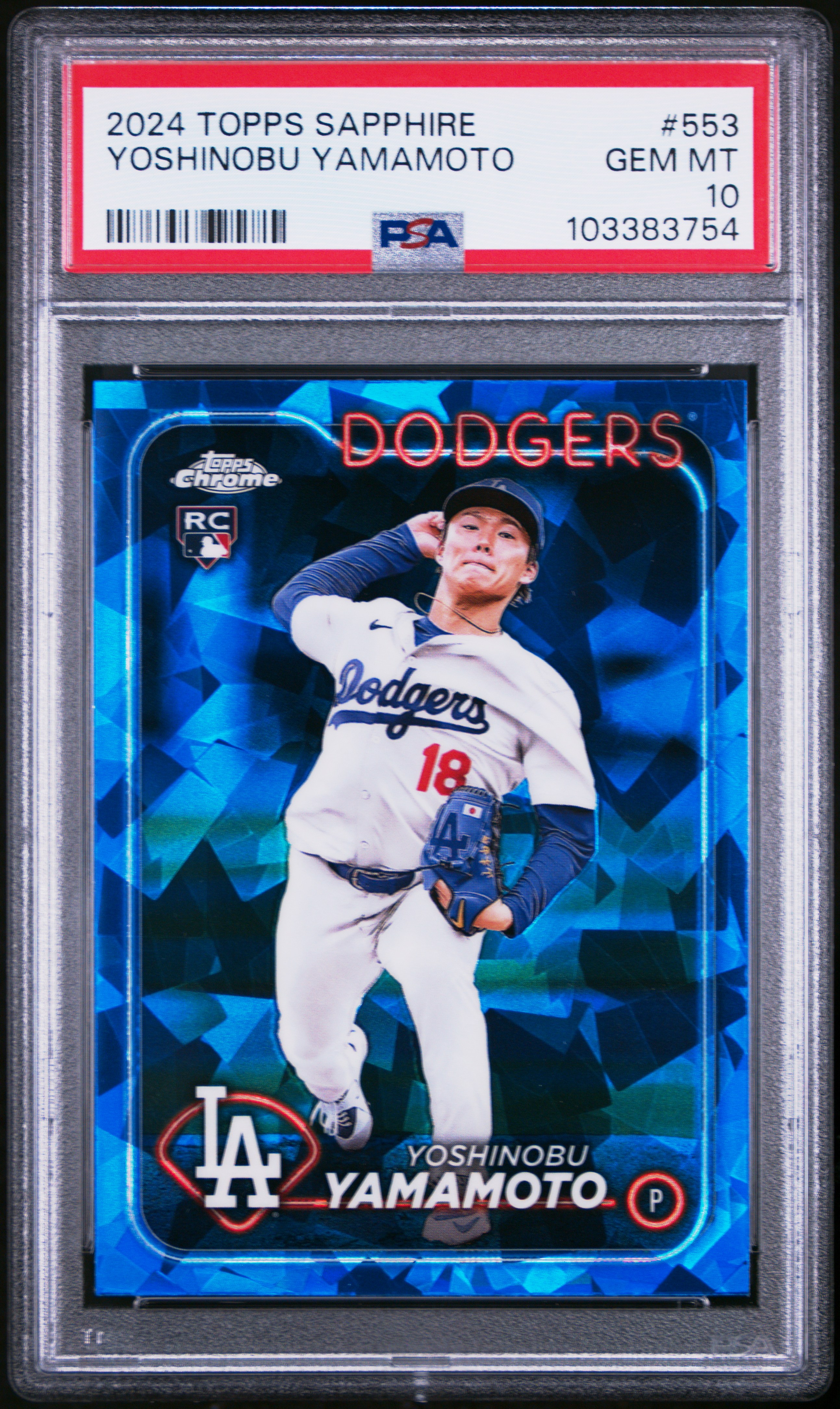 2024 Topps Chrome Sapphire Yoshinobu Yamamoto #553 Gem Mt 10 front