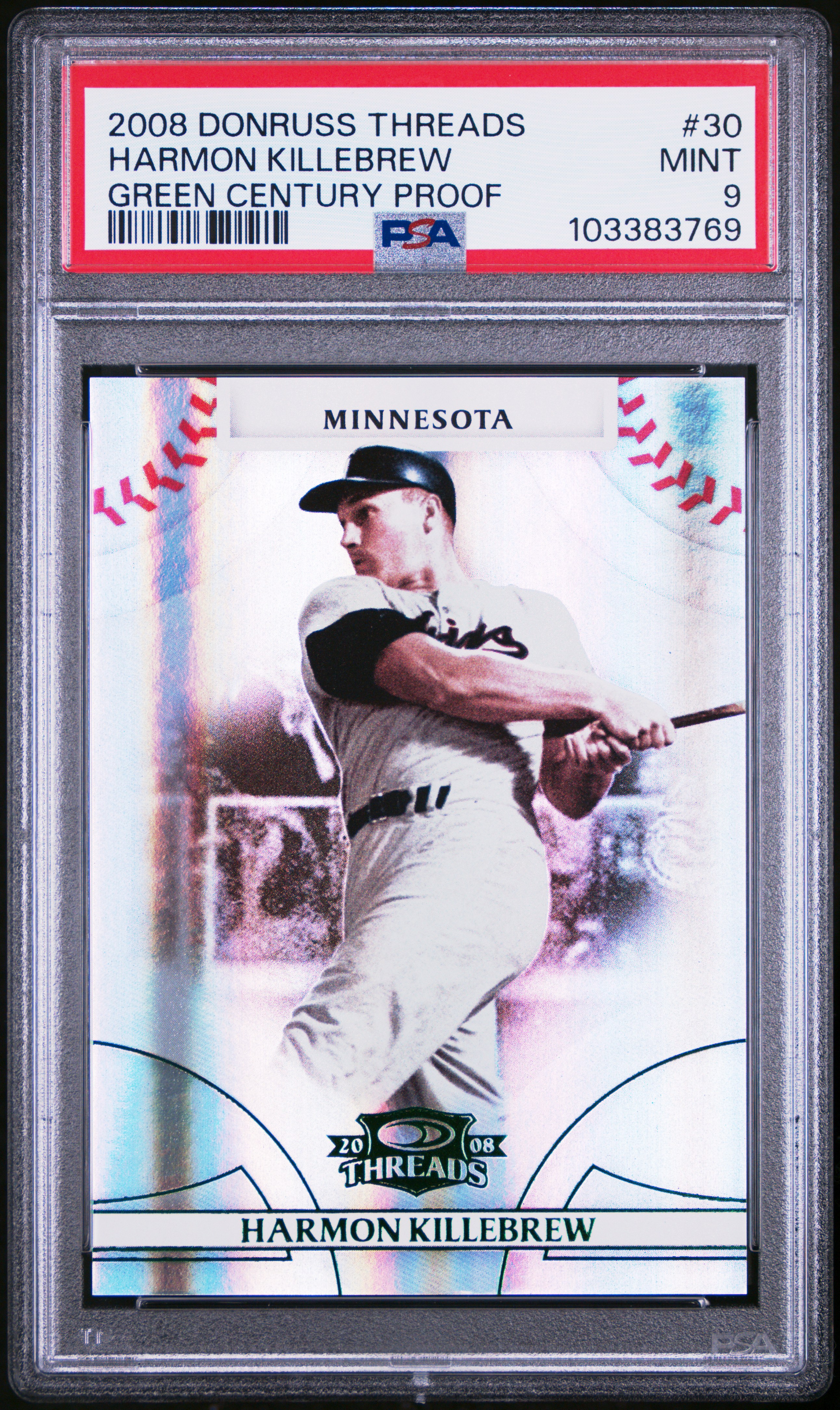 2008 Donruss Threads Harmon Killebrew #30 (Green Century Proof) Mint 9 front