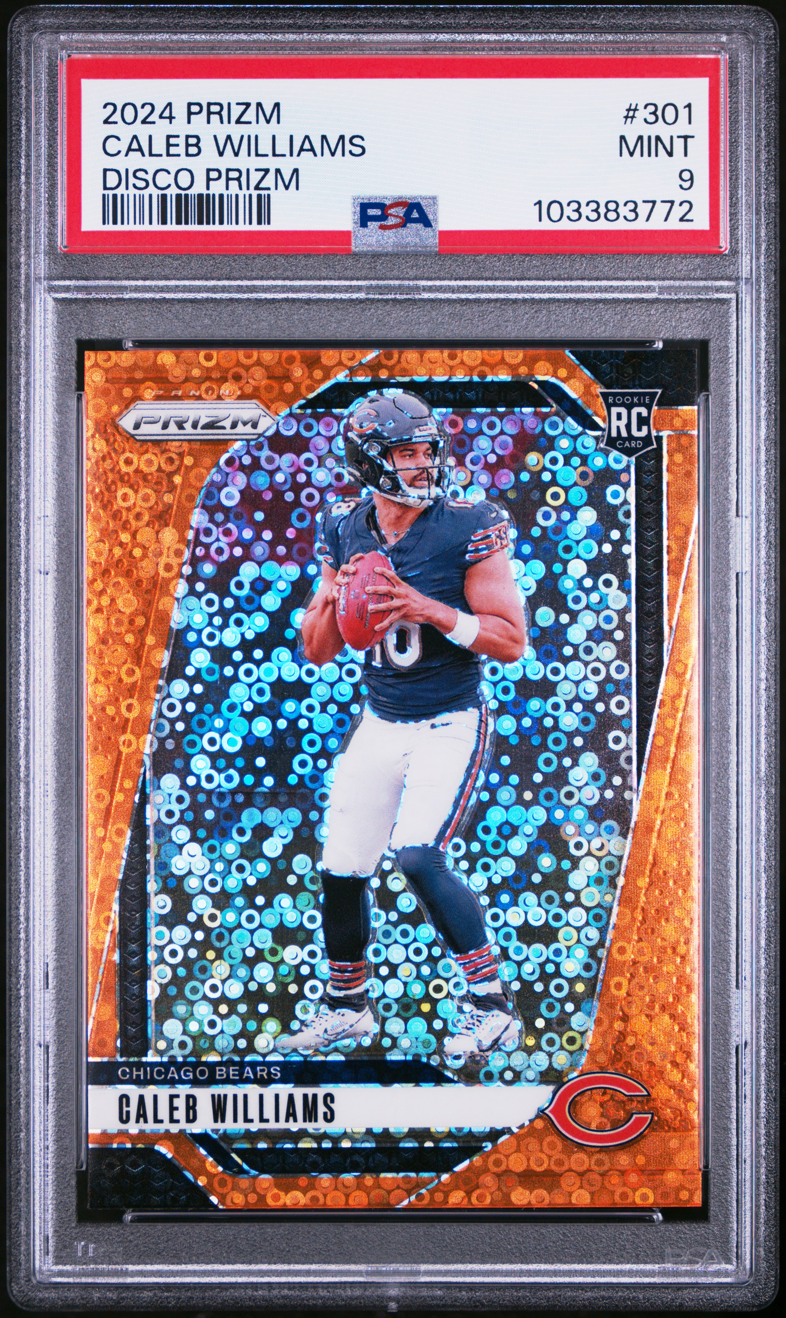 2024 Panini Prizm Caleb Williams #301 (Disco Prizm) Mint 9 front