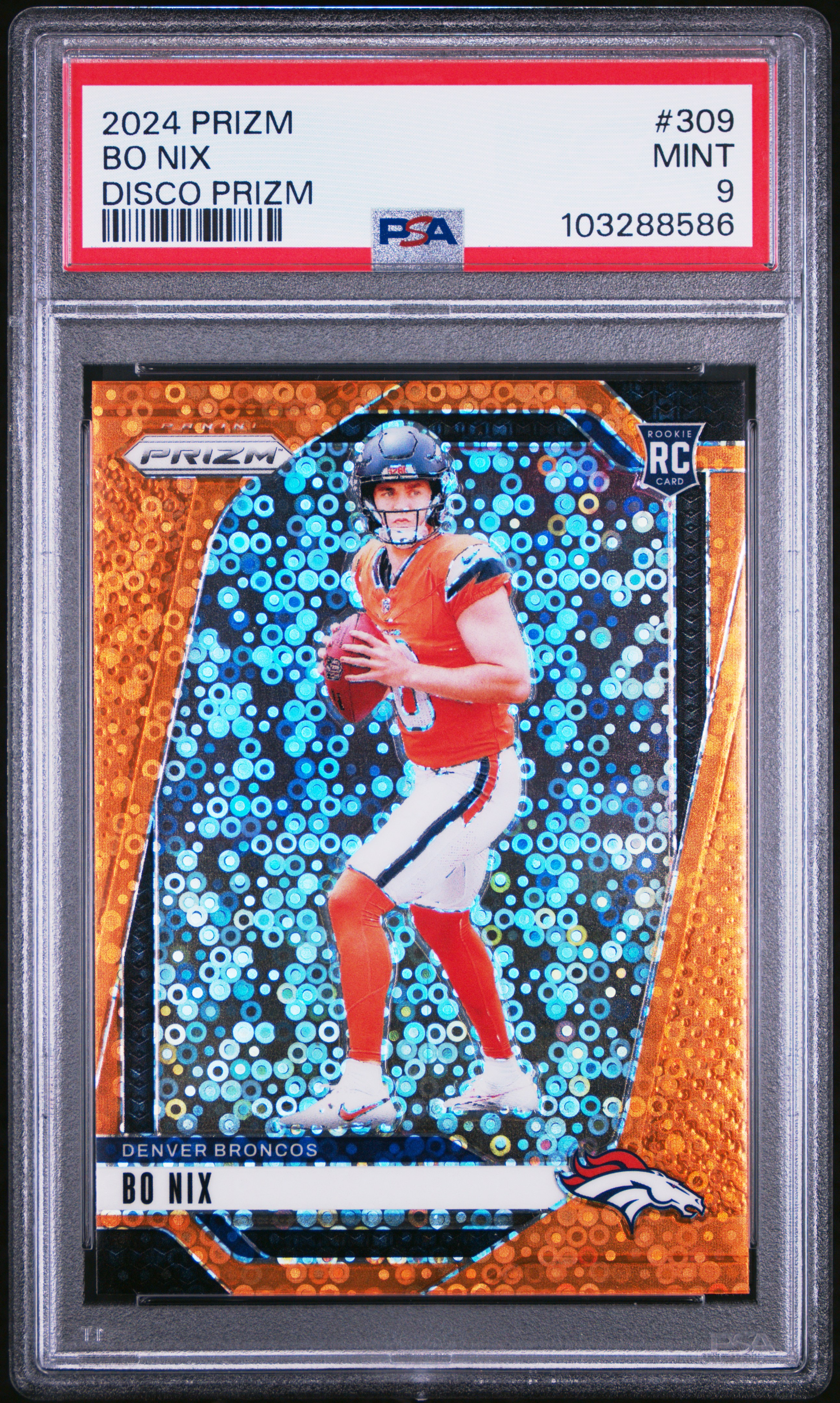 2024 Panini Prizm Bo Nix #309 (Disco Prizm) Mint 9 front