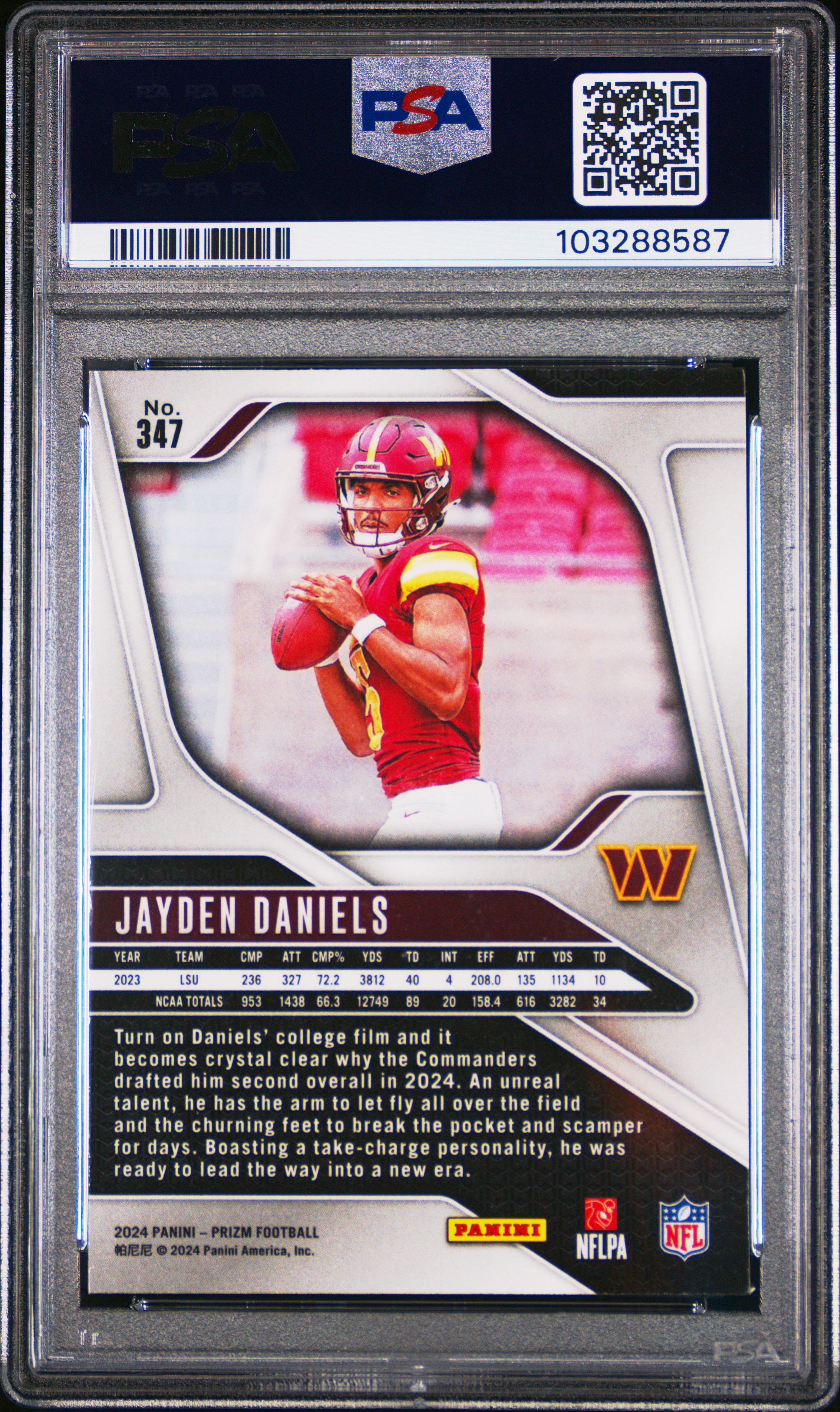 2024 Panini Prizm Jayden Daniels #347 Mint 9 back
