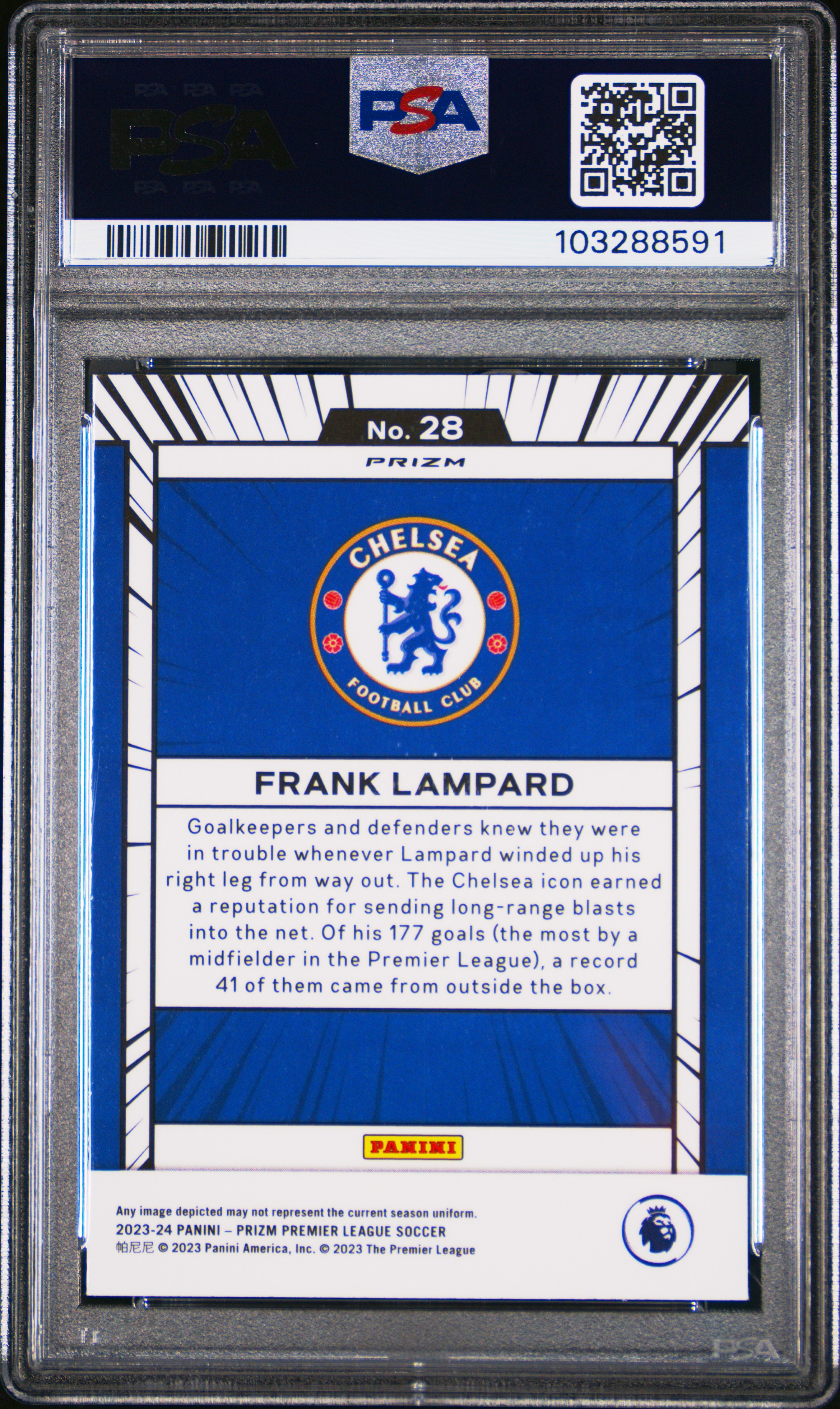 2023-24 Panini Prizm Premier League Manga Frank Lampard #28 Gem Mt 10 back