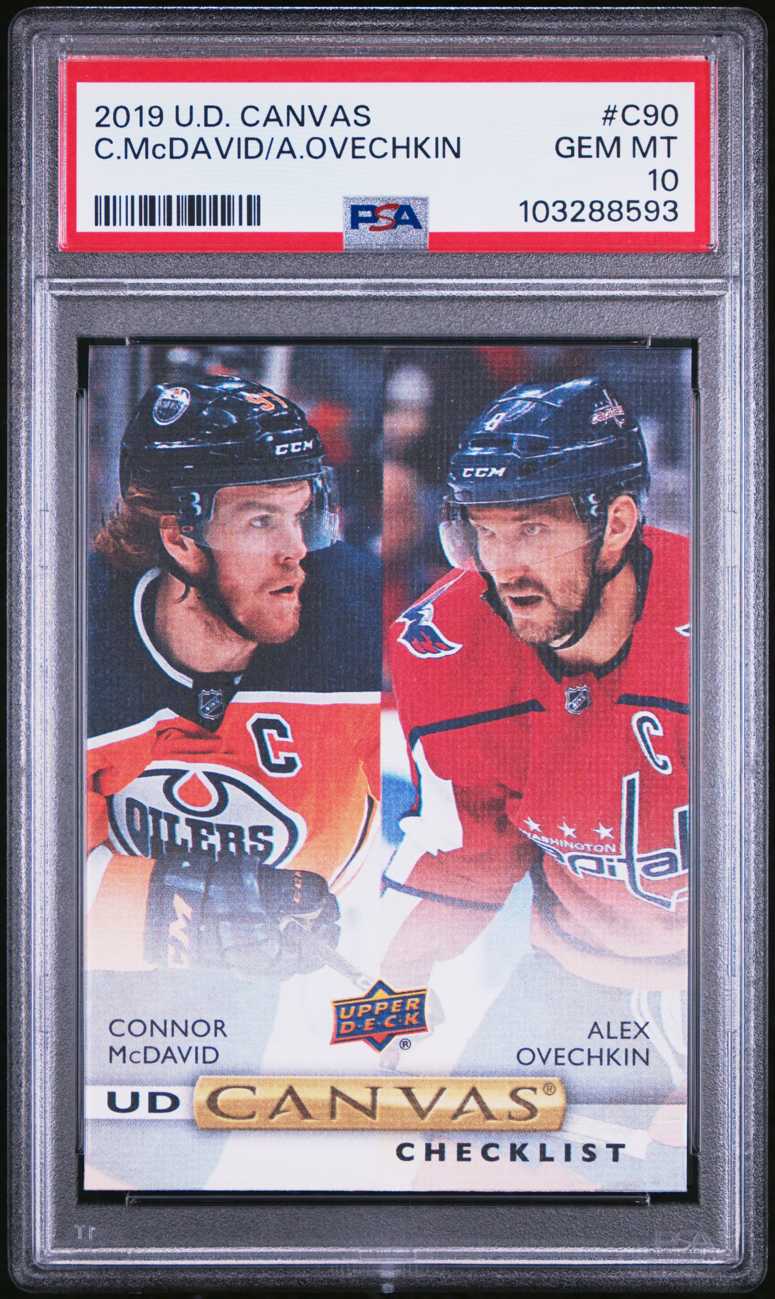 2019 Upper Deck Canvas C.mcdavid/A.ovechkin #C90 Gem Mt 10 front