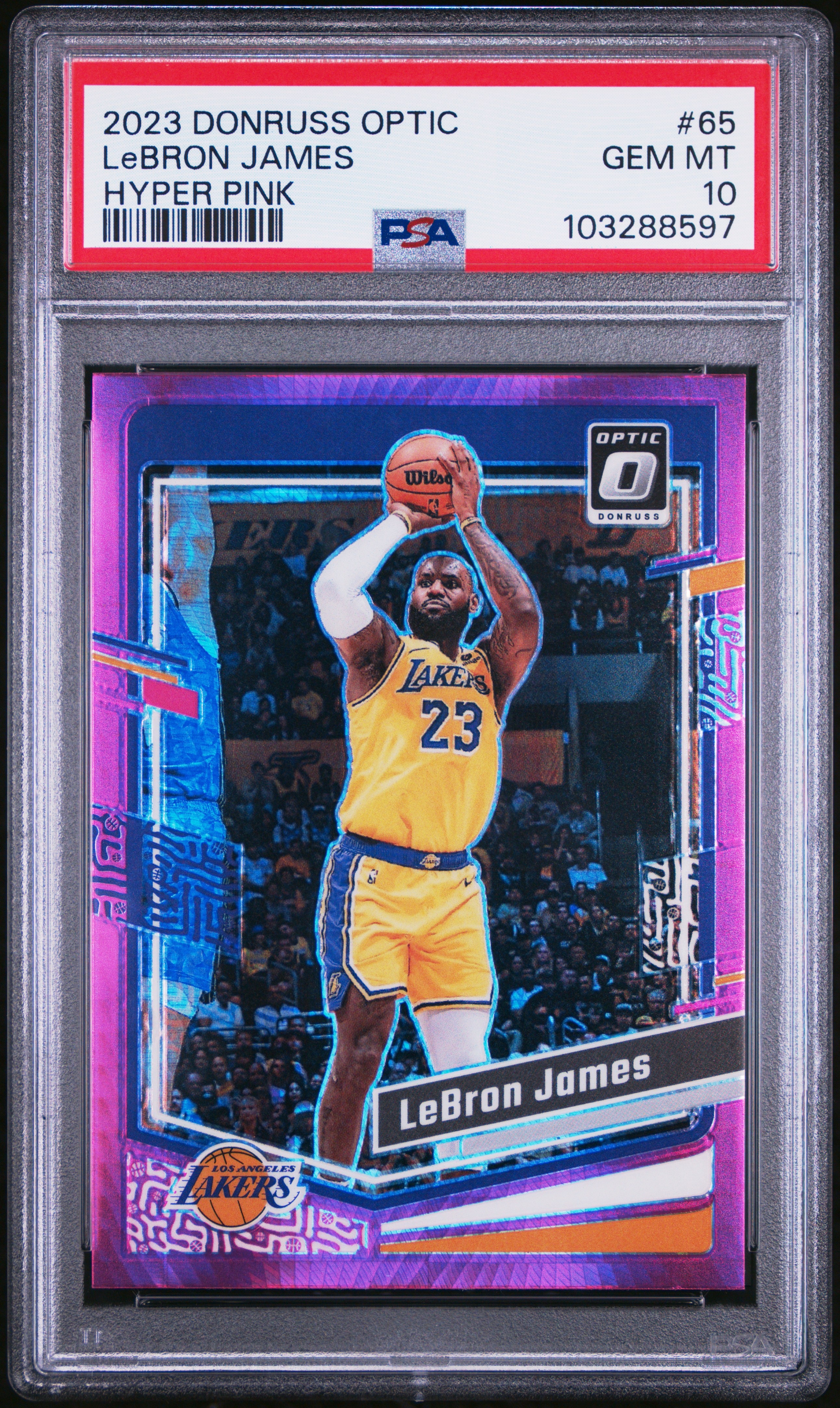 2023 Panini Donruss Optic Lebron James #65 (Hyper Pink) Gem Mt 10 front