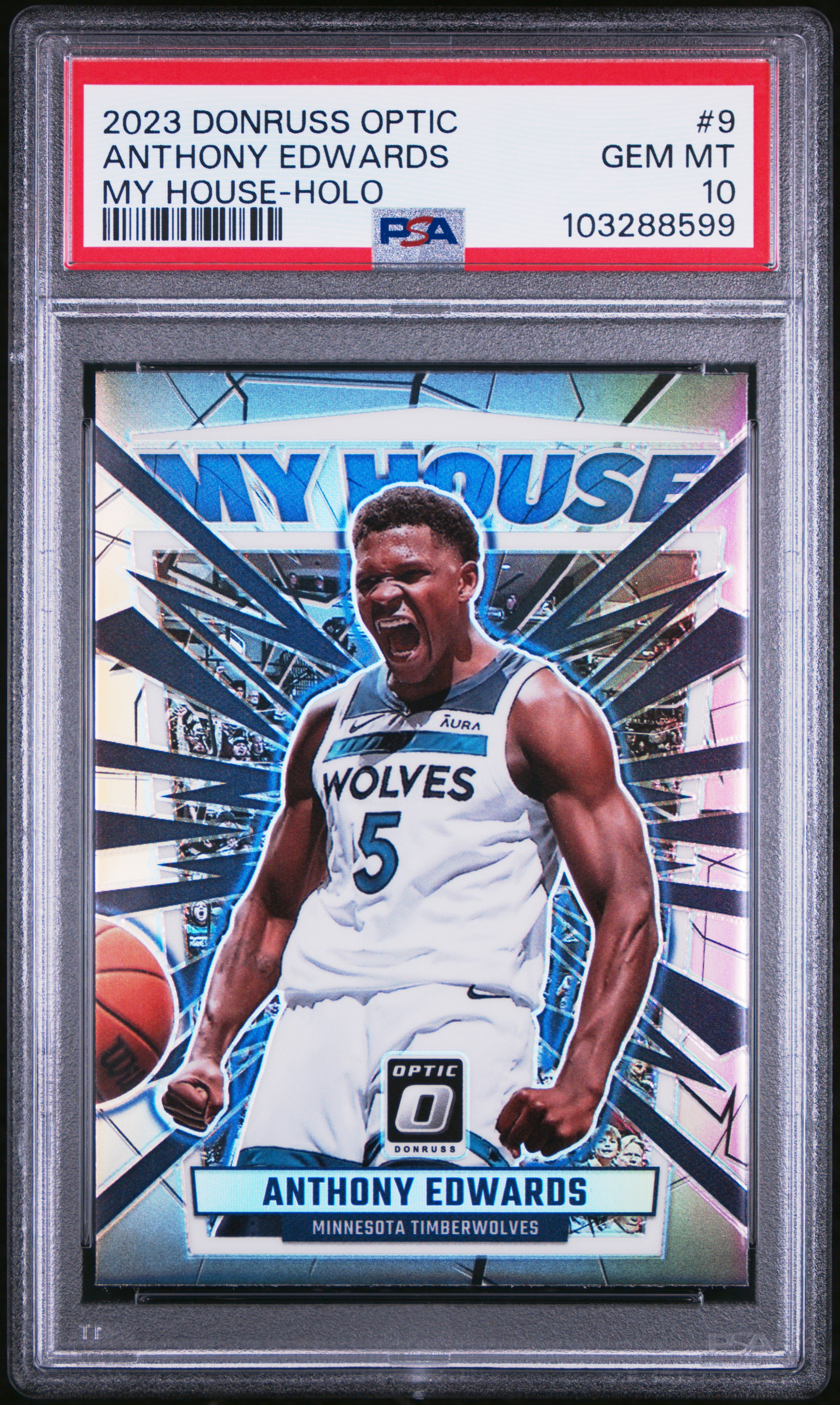 2023 Panini Donruss Optic My House Anthony Edwards #9 (My House-Holo) Gem Mt 10 front
