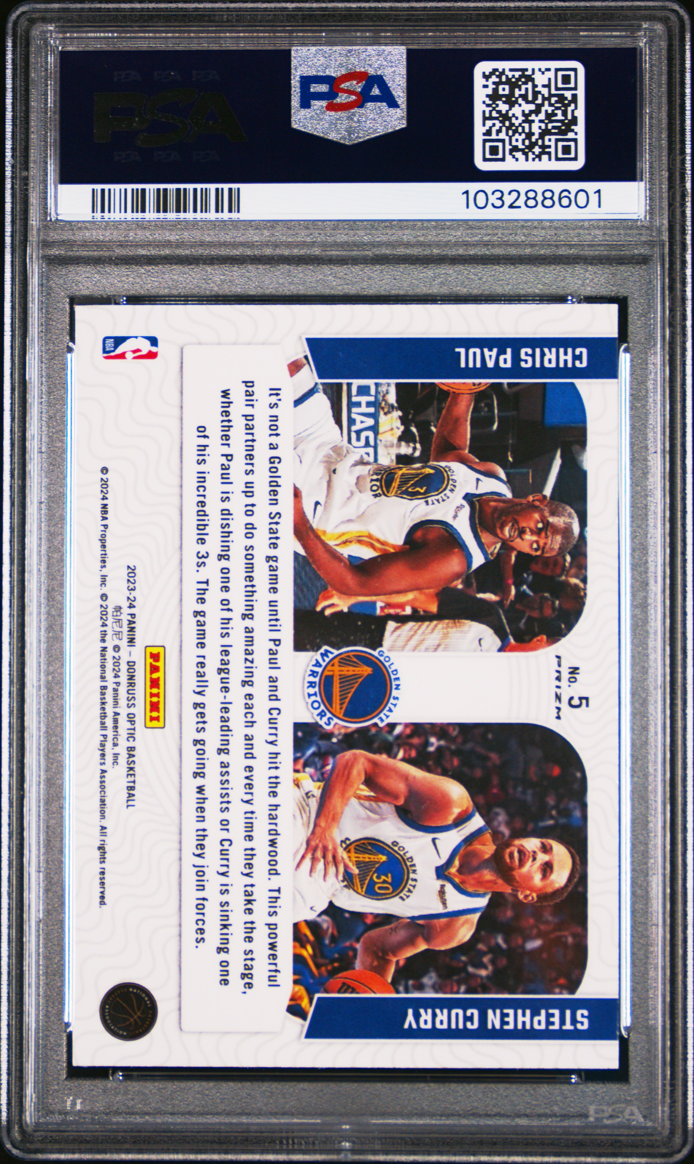 2023 Panini Donruss Optic Optical Illusions C.paul/S.curry #5 (Optical Illusions-Holo) Gem Mt 10 back