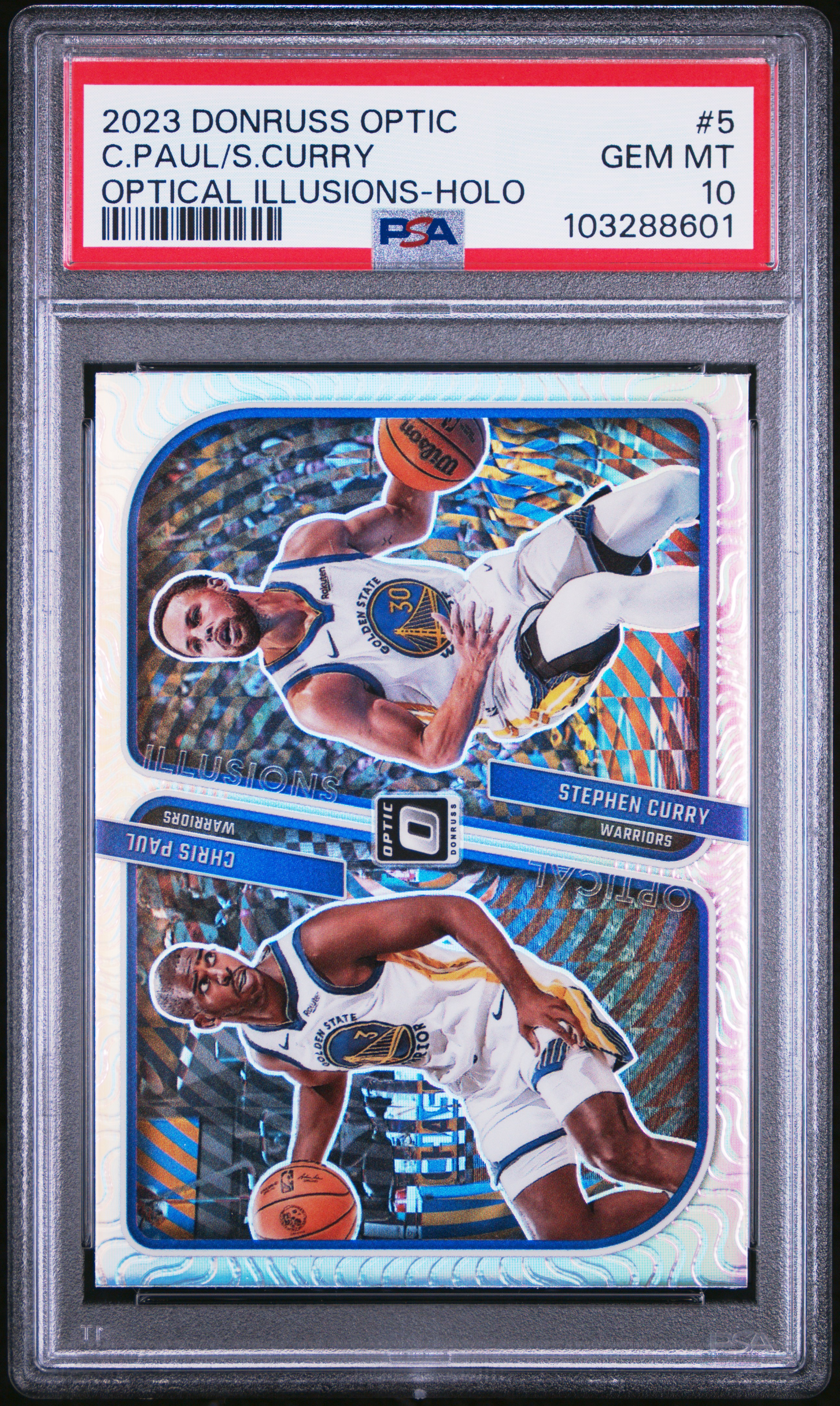 2023 Panini Donruss Optic Optical Illusions C.paul/S.curry #5 (Optical Illusions-Holo) Gem Mt 10 front