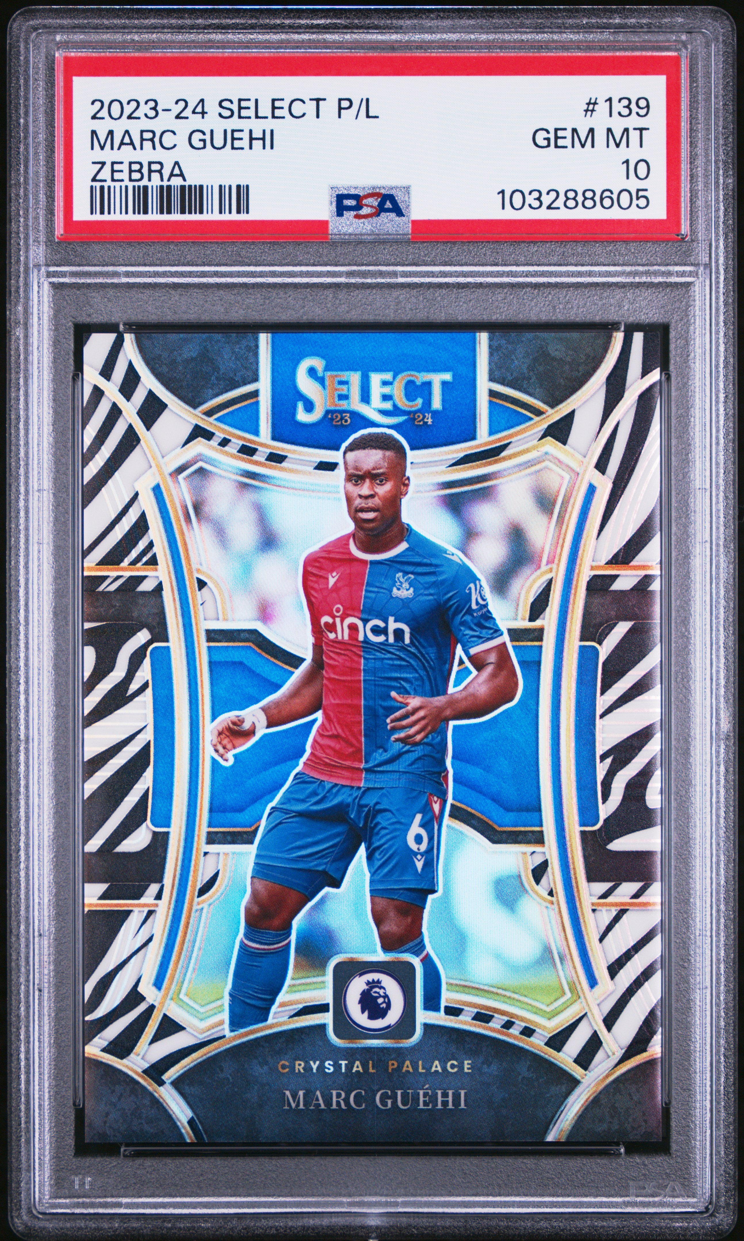 2023-24 Panini Select Premier League Marc Guehi #139 (Zebra) Gem Mt 10 front