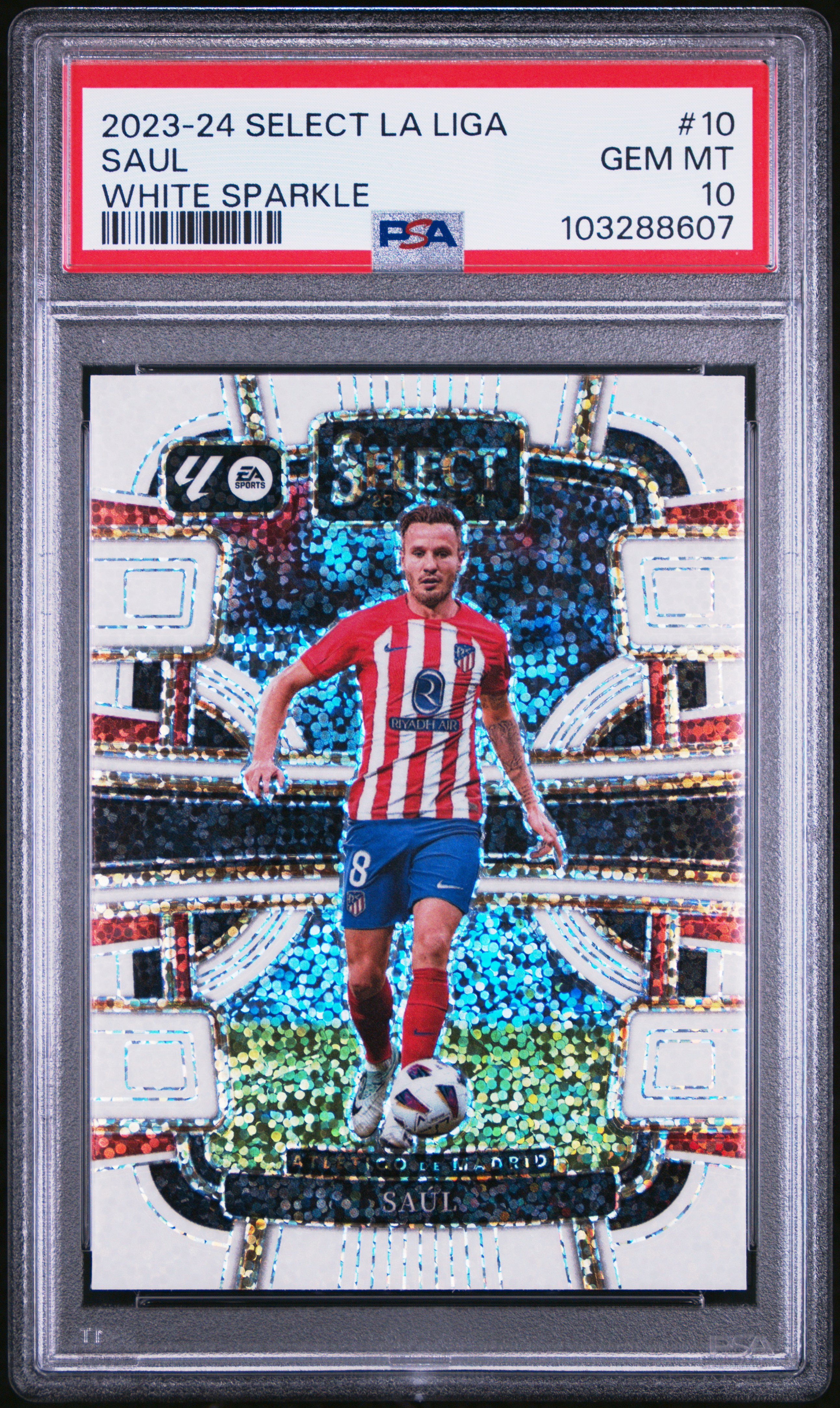2023-24 Panini Select La Liga Saul #10 (White Sparkle) Gem Mt 10 front