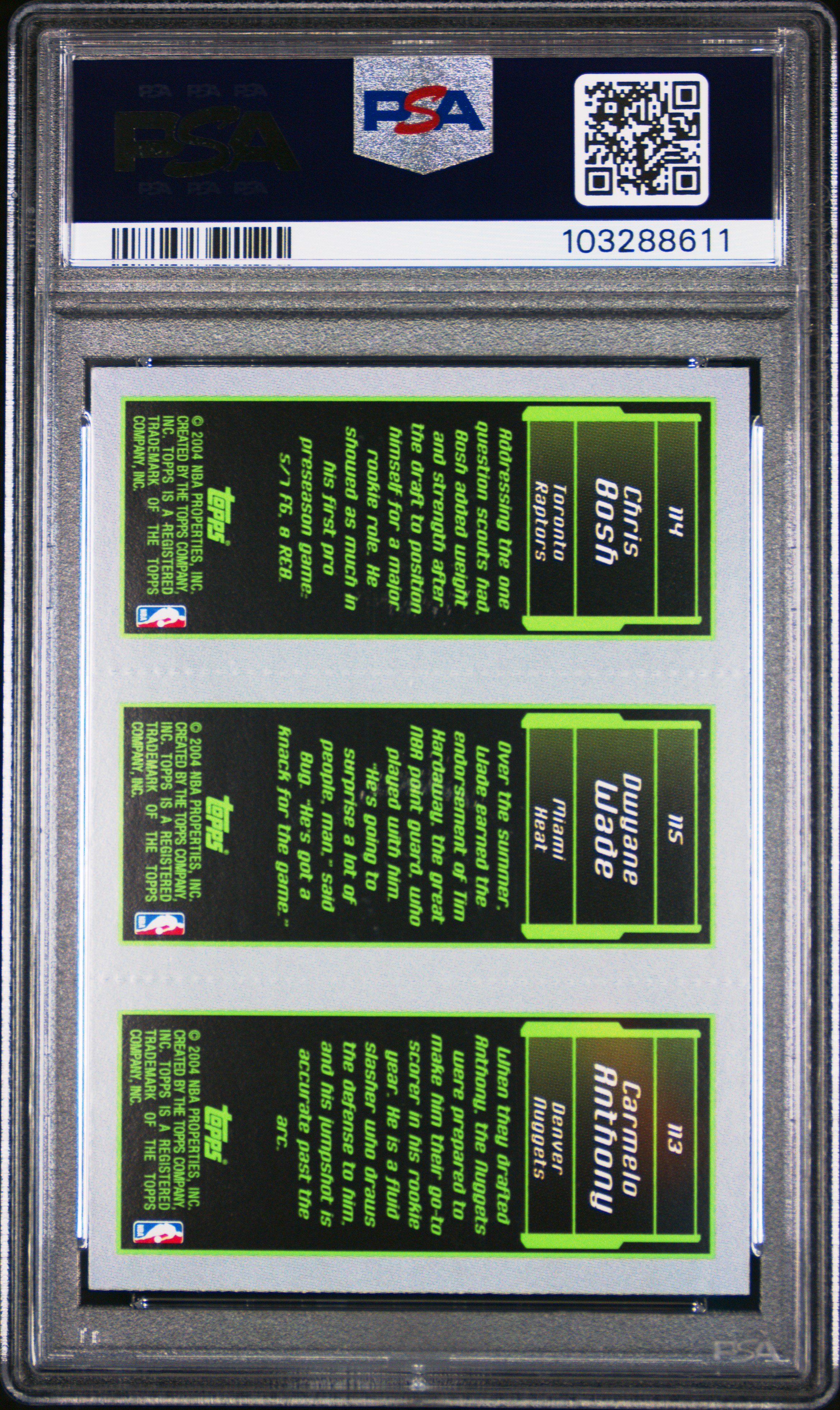 2003 Topps Rookie Matrix C.anthony/D.wade (C.bosh) Mint 9 back