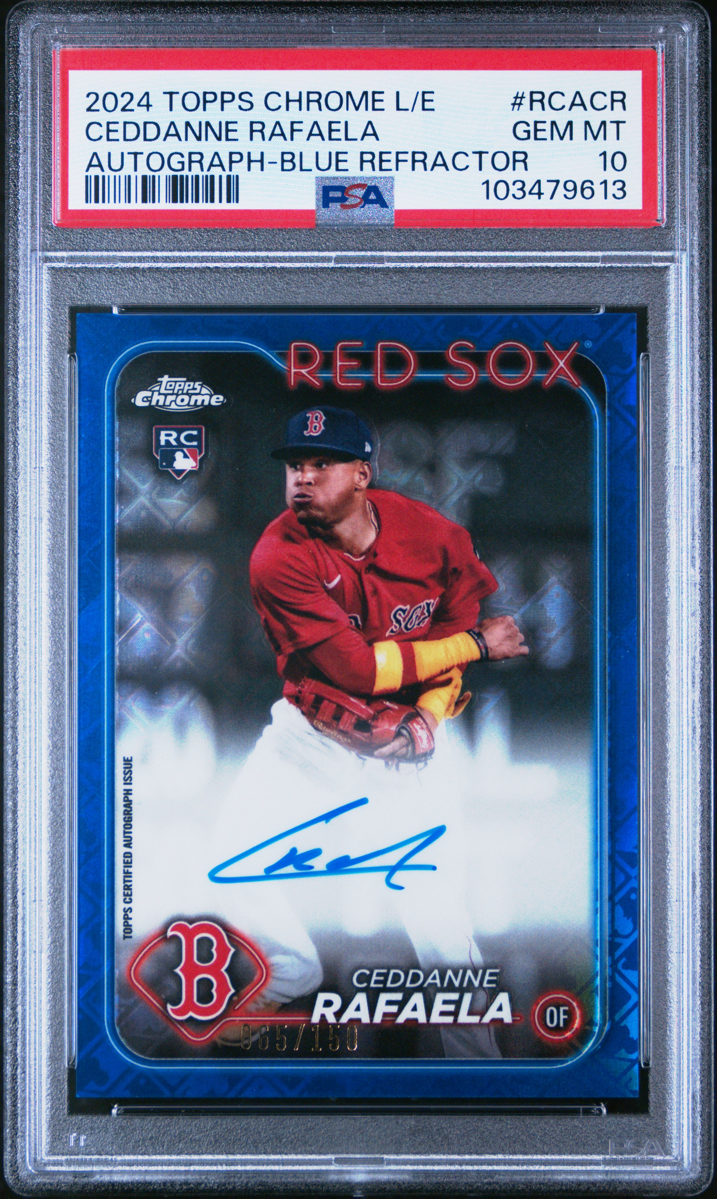 2024 Topps Chrome Logofractor Edition Mlb Refractor Chrome Autographs Ceddanne Rafaela #Rcacr (Autograph-Blue Refractor) Gem Mt 10 front