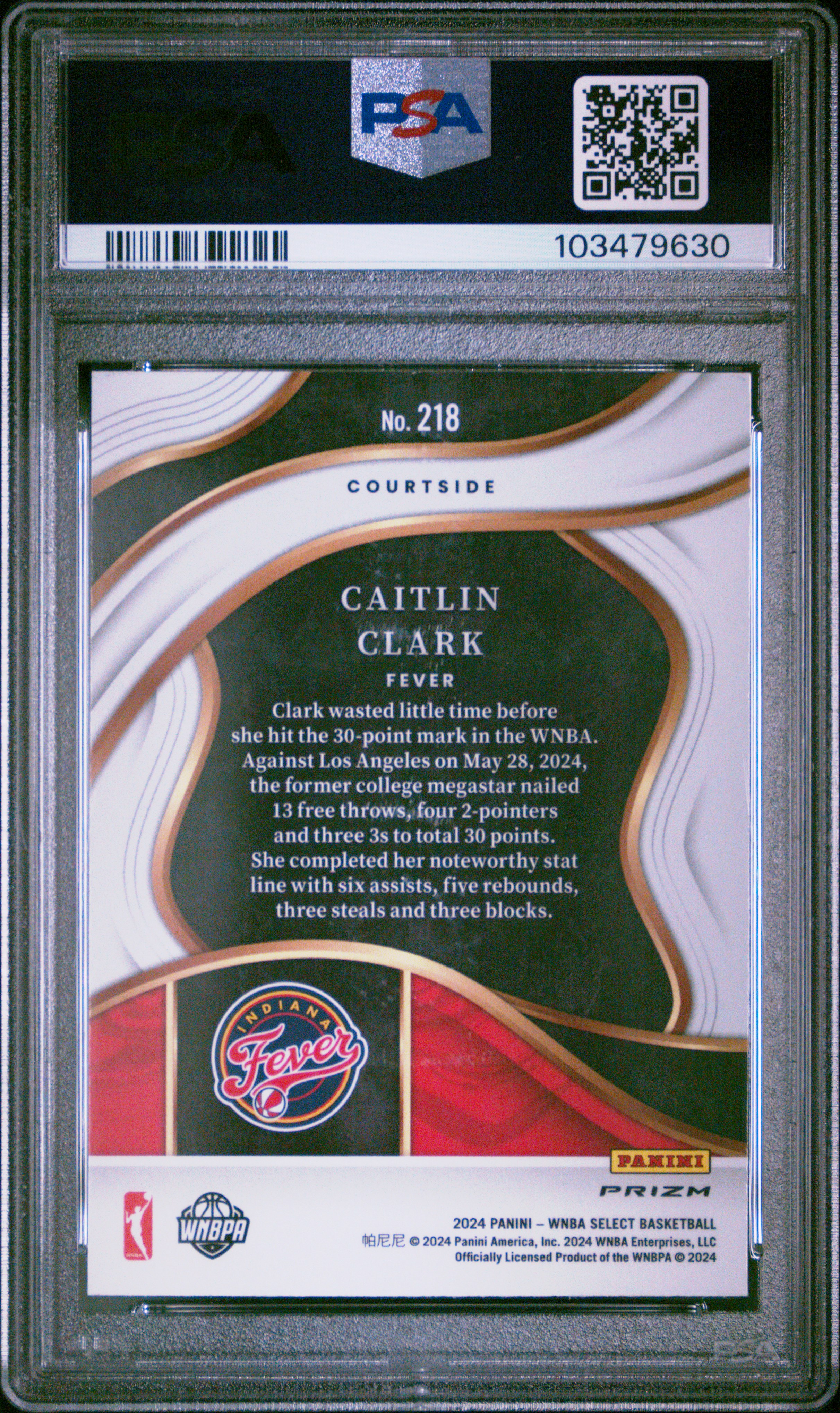2024 Panini Select Wnba Caitlin Clark #218 (Red Ice) Mint 9 back
