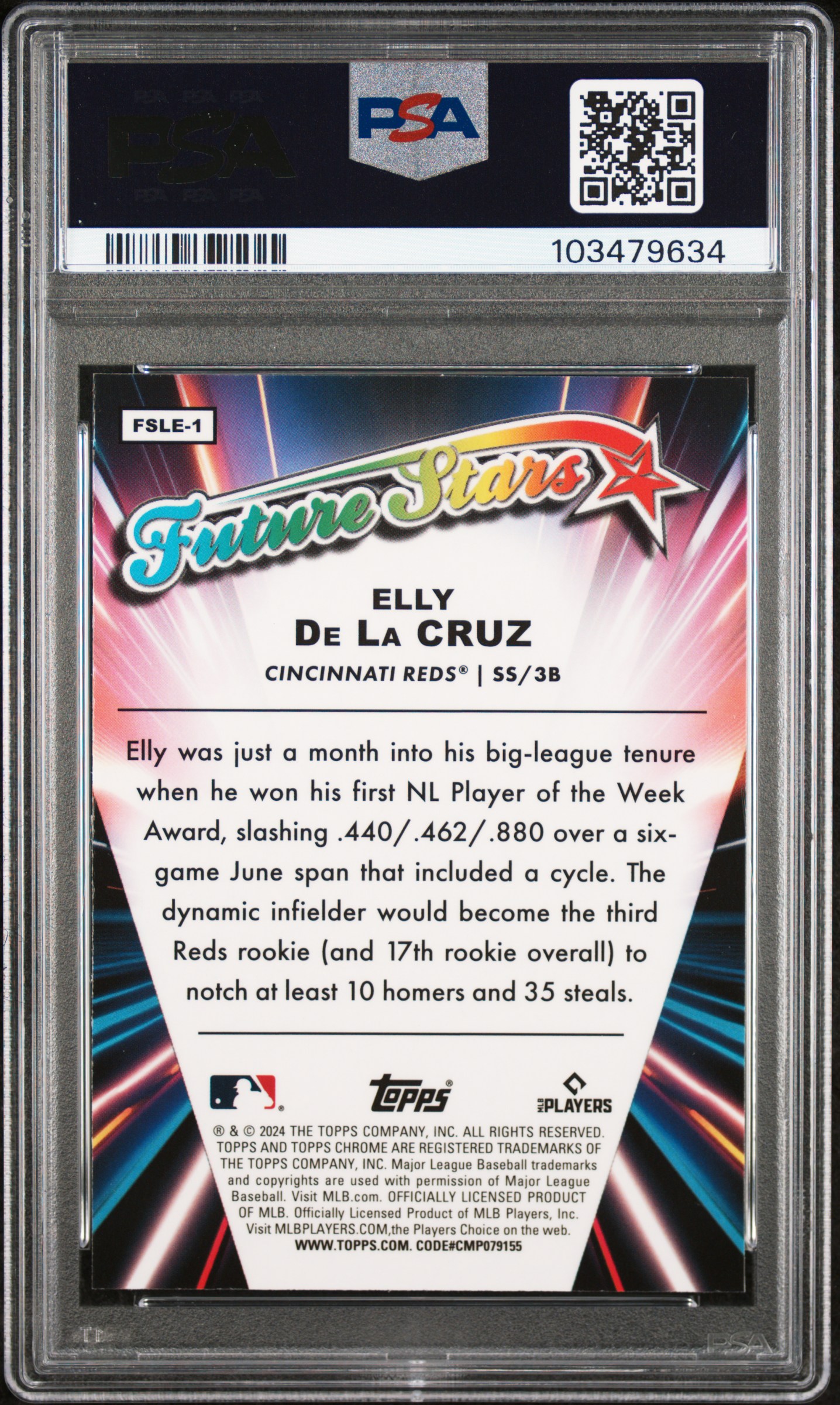 2024 Topps Chrome Logofractor Edition Future Stars Elly De La Cruz #Fsle1 Gem Mt 10 back
