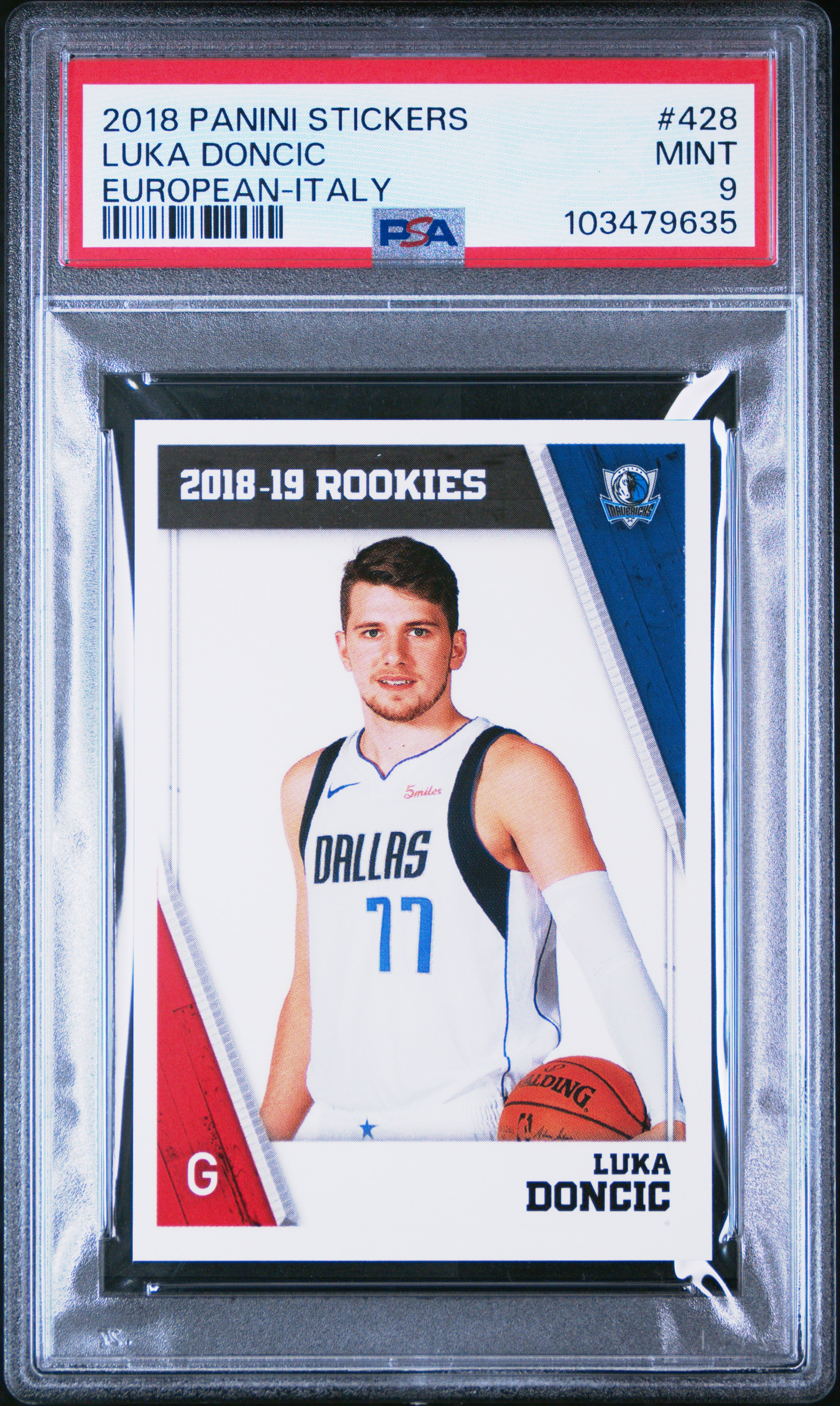 2018 Panini Stickers European Luka Doncic #428 (European-Italy) Mint 9 front