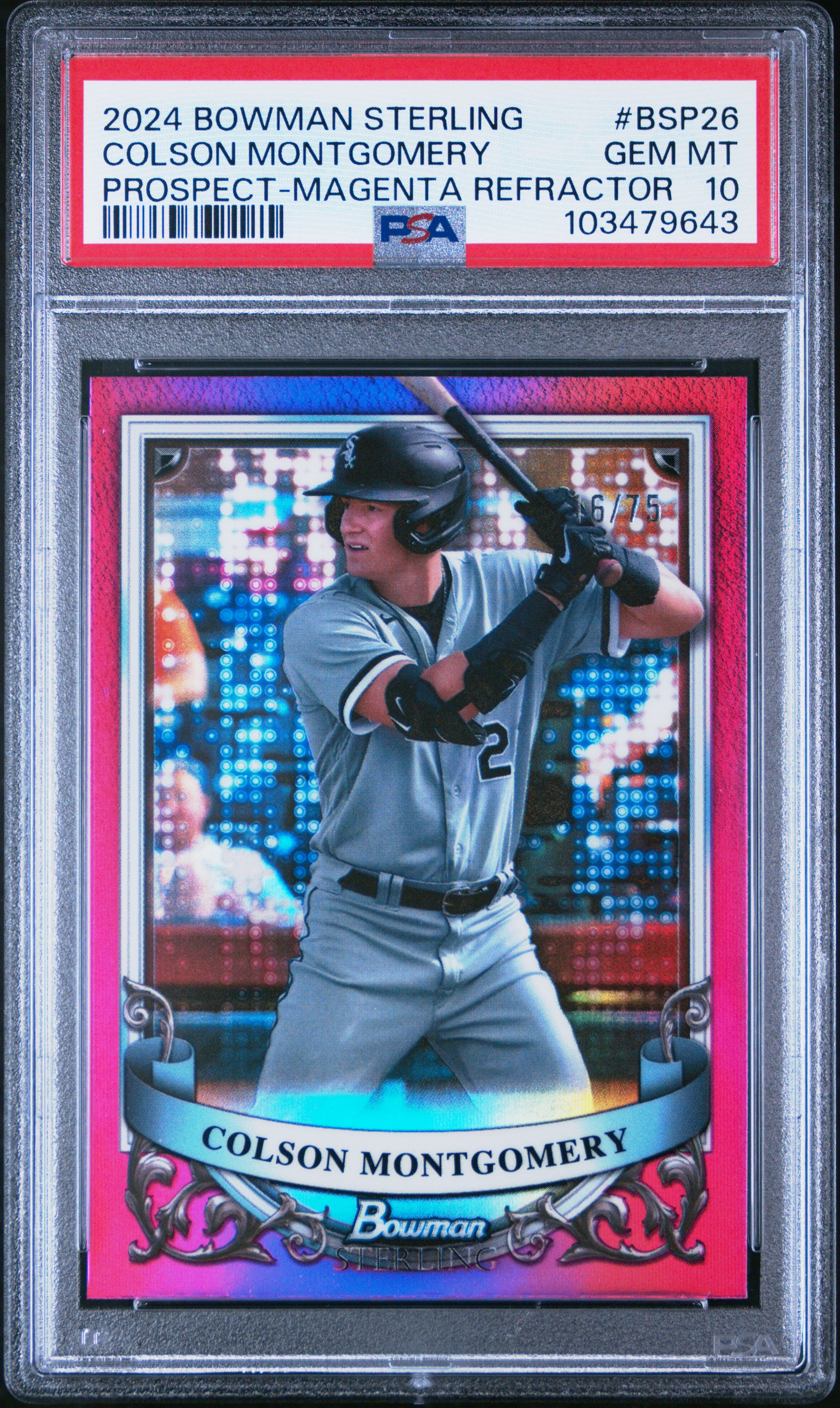 2024 Bowman Sterling Prospects Colson Montgomery #Bsp26 (Prospect-Magenta Refractor) Gem Mt 10 front