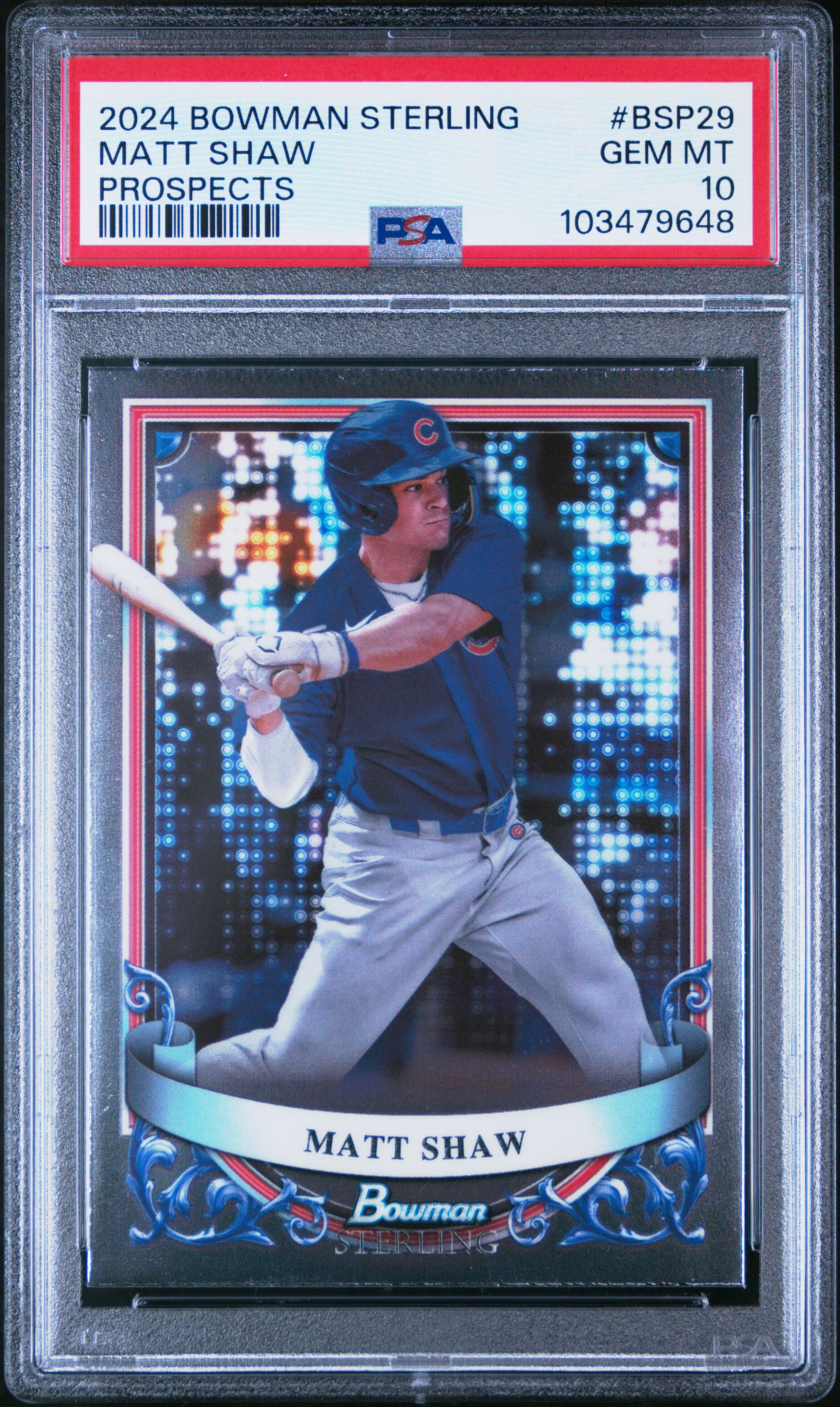 2024 Bowman Sterling Prospects Matt Shaw #Bsp29 (Prospects) Gem Mt 10 front