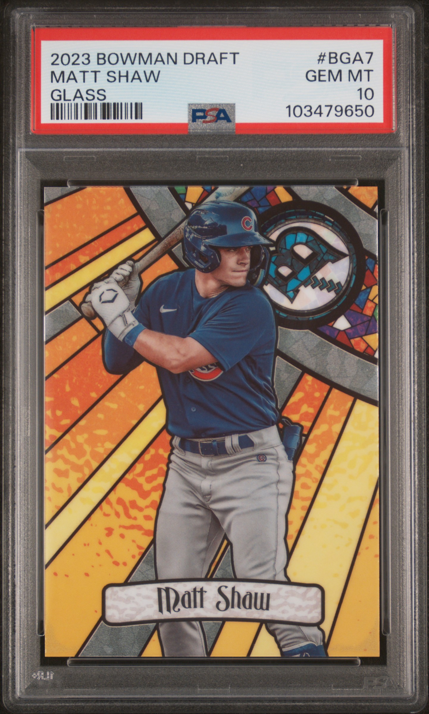 2023 Bowman Draft Bowman Glass Matt Shaw #Bga7 Gem Mt 10 front