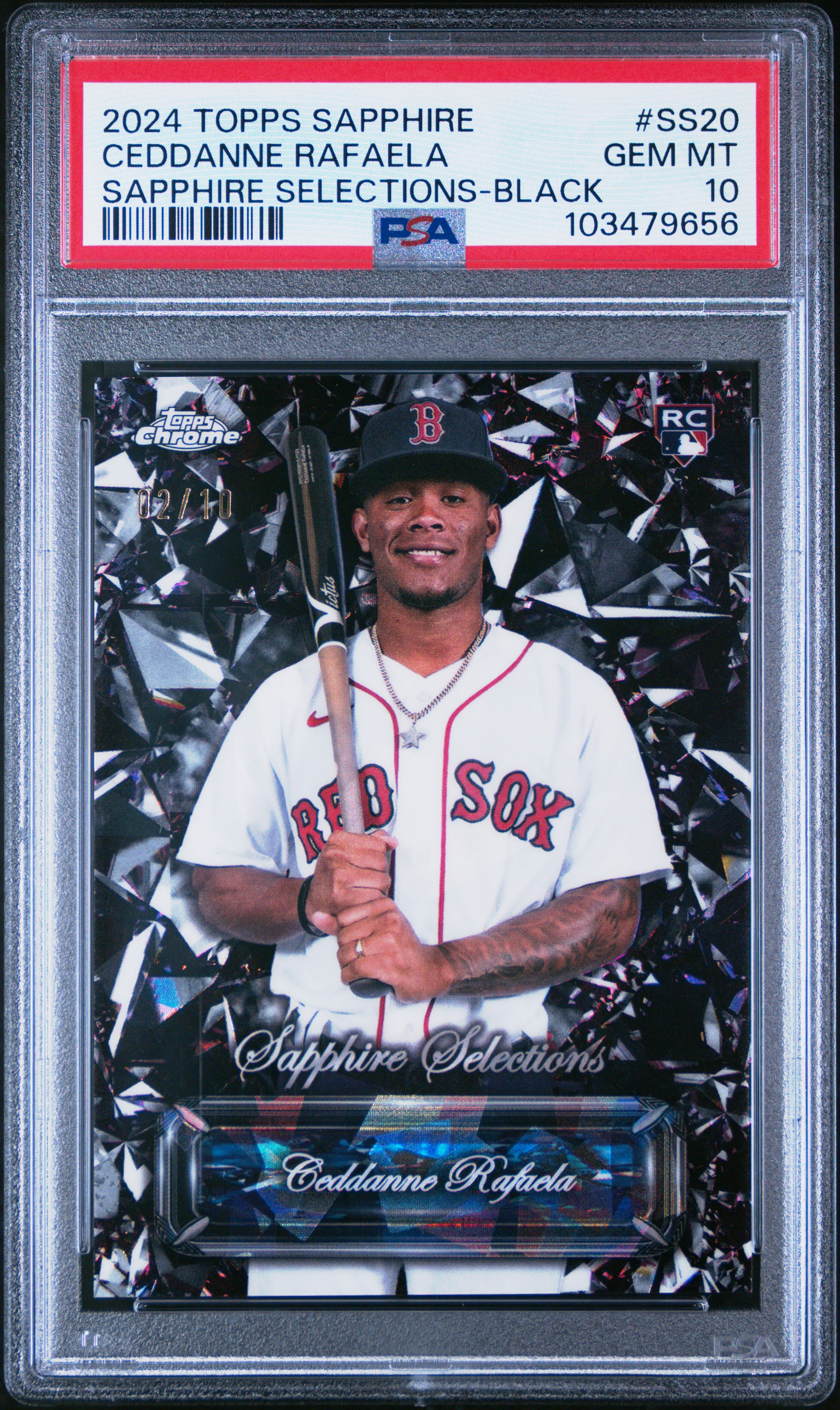 2024 Topps Chrome Sapphire Sapphire Selections Ceddanne Rafaela #Ss20 (Sapphire Selections-Black) Gem Mt 10 front