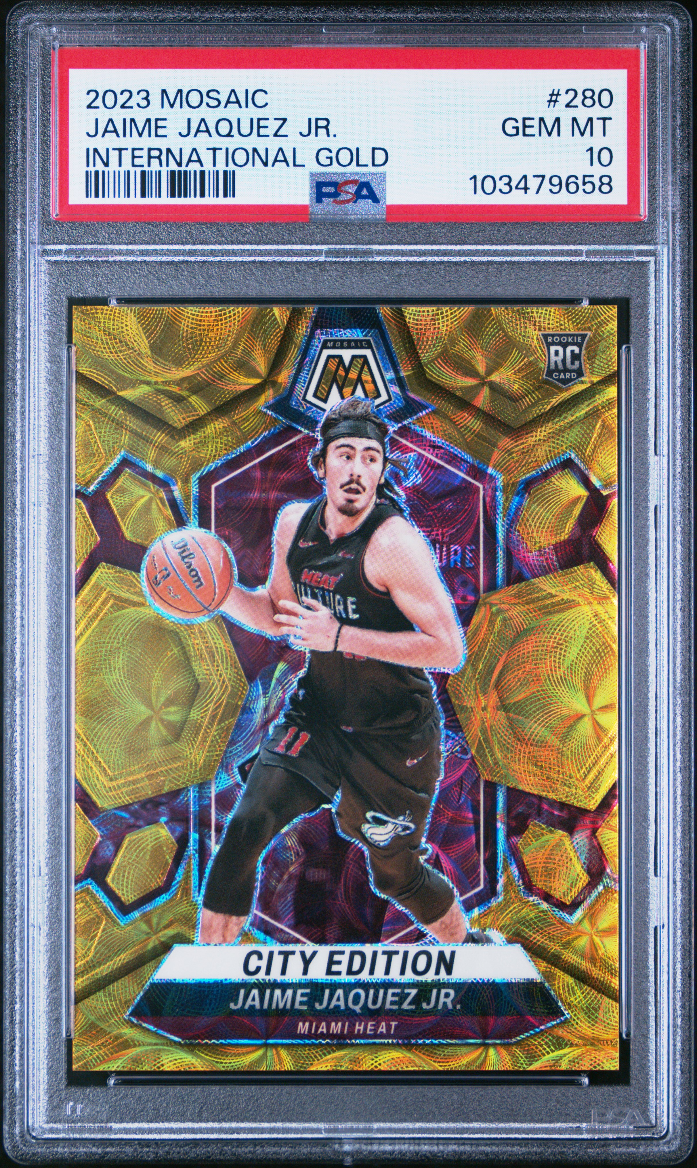 2023 Panini Mosaic Jaime Jaquez Jr. #280 (International Gold) Gem Mt 10 front