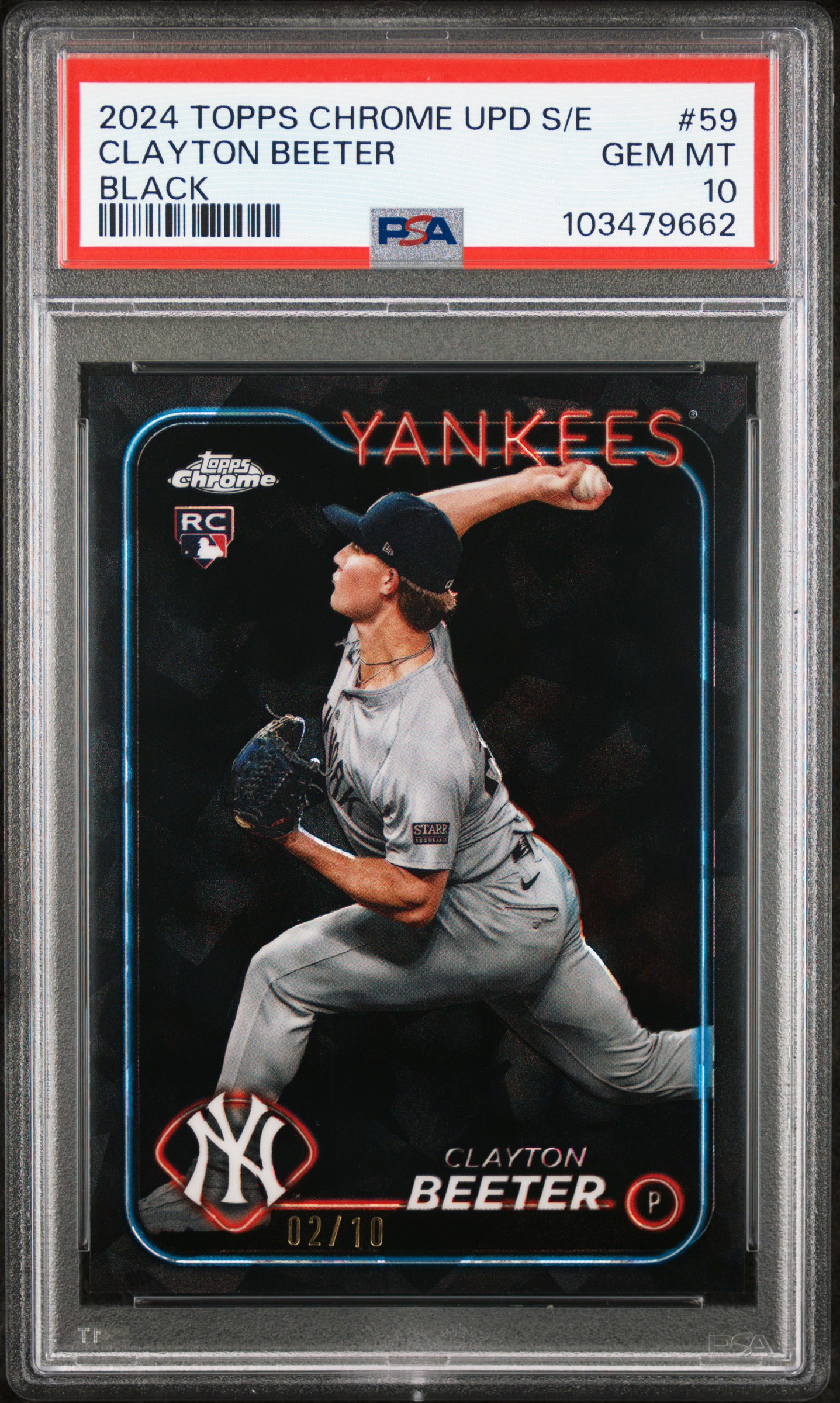 2024 Topps Chrome Sapphire Update Series Clayton Beeter #59 (Black) Gem Mt 10 front