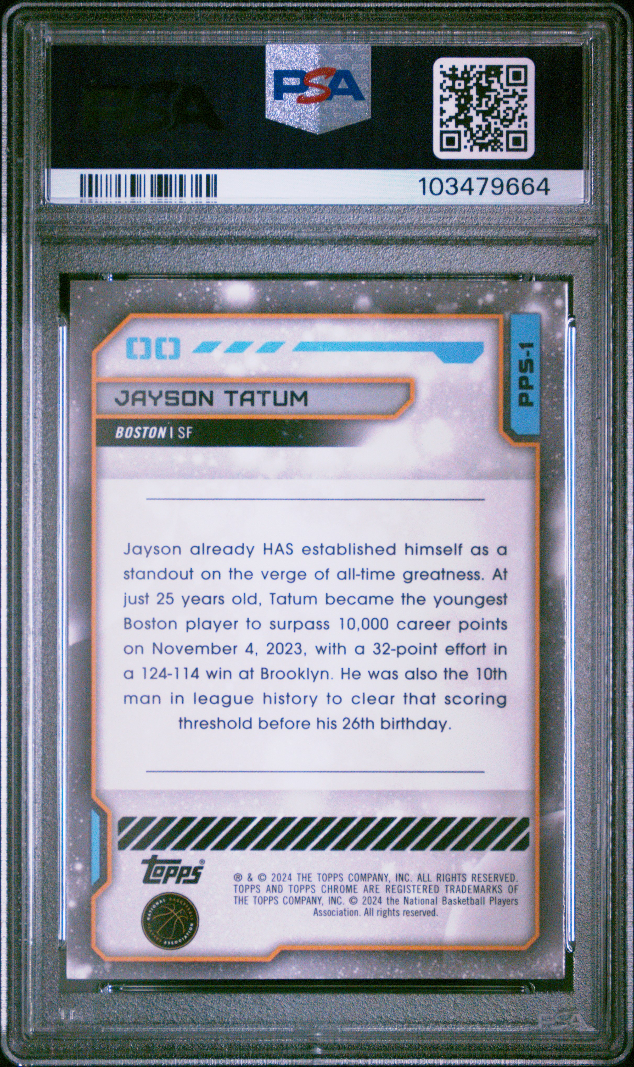 2023 Topps Cosmic Chrome Planetary Pursuit Jayson Tatum #Pps1 (Planetary Pursuit-Sun) Gem Mt 10 back