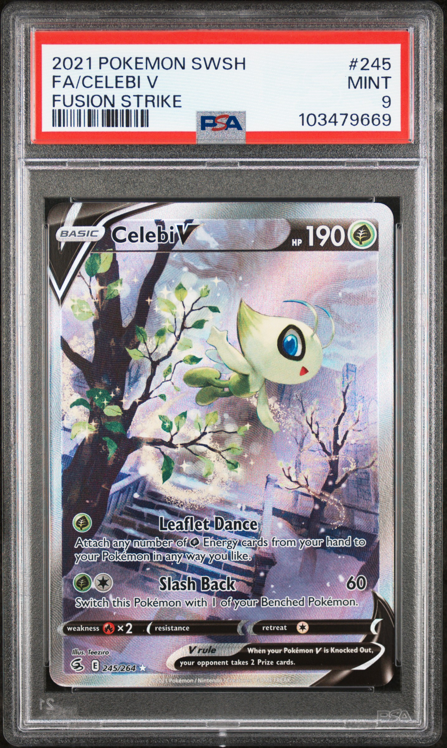 2021 Pokemon Sword & Shield Fusion Strike Fa/Celebi V #245 (Fusion Strike) Mint 9 front