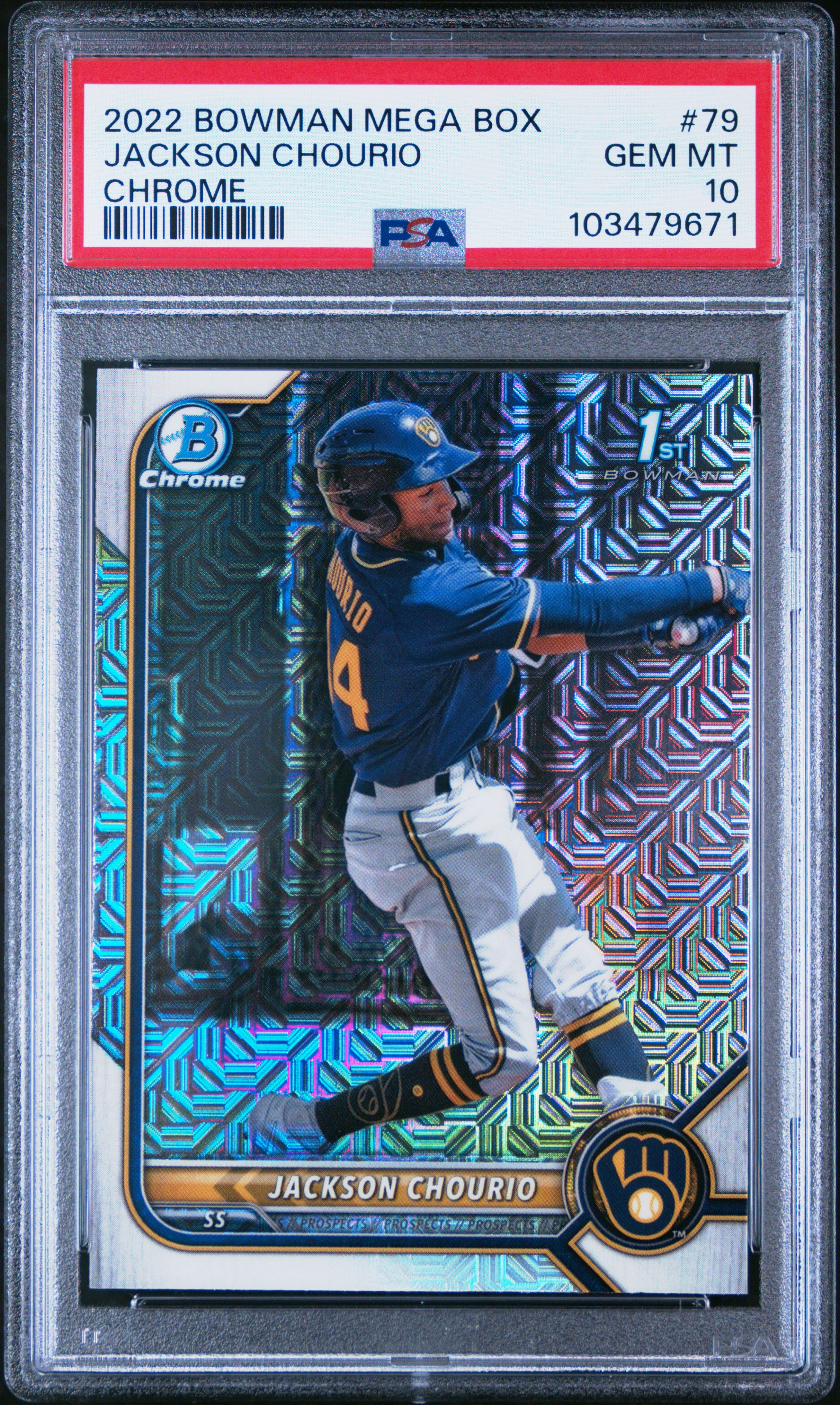 2022 Bowman Mega Box Chrome Jackson Chourio #79 (Chrome) Gem Mt 10 front
