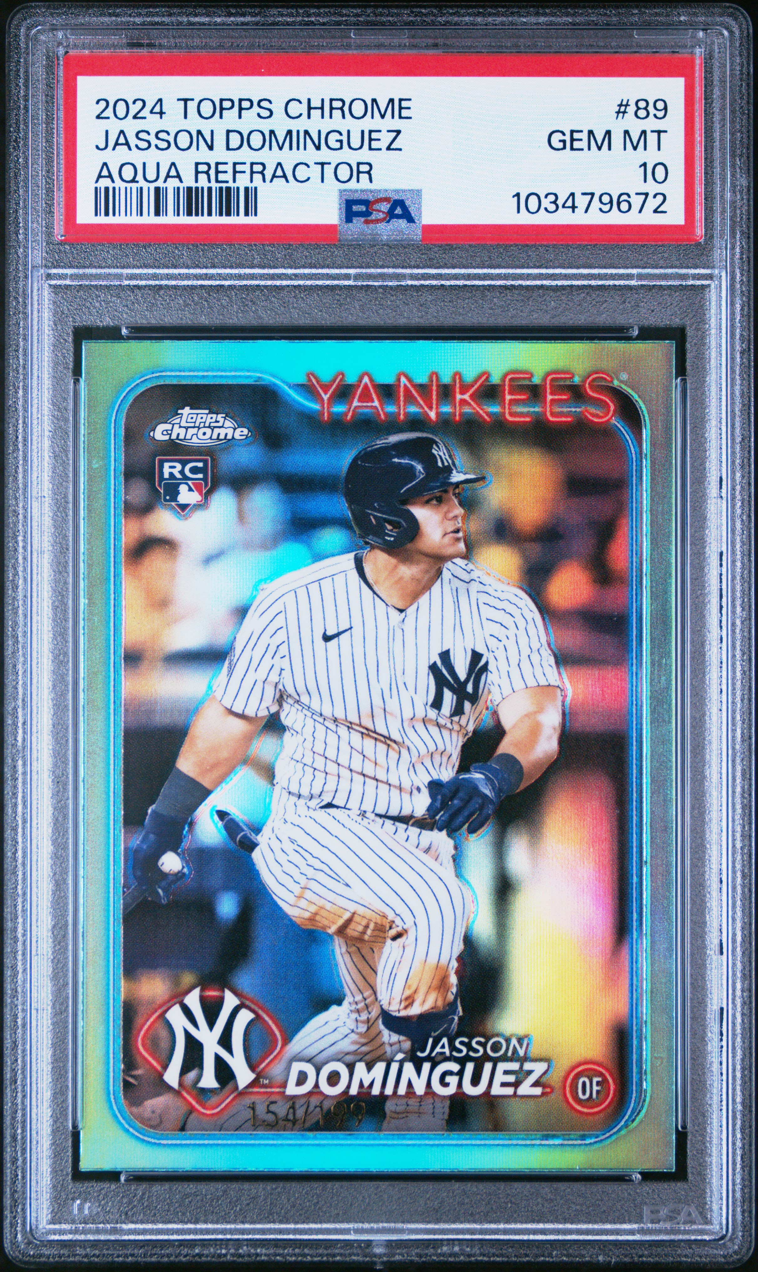 2024 Topps Chrome Jasson Dominguez #89 (Aqua Refractor) Gem Mt 10 front