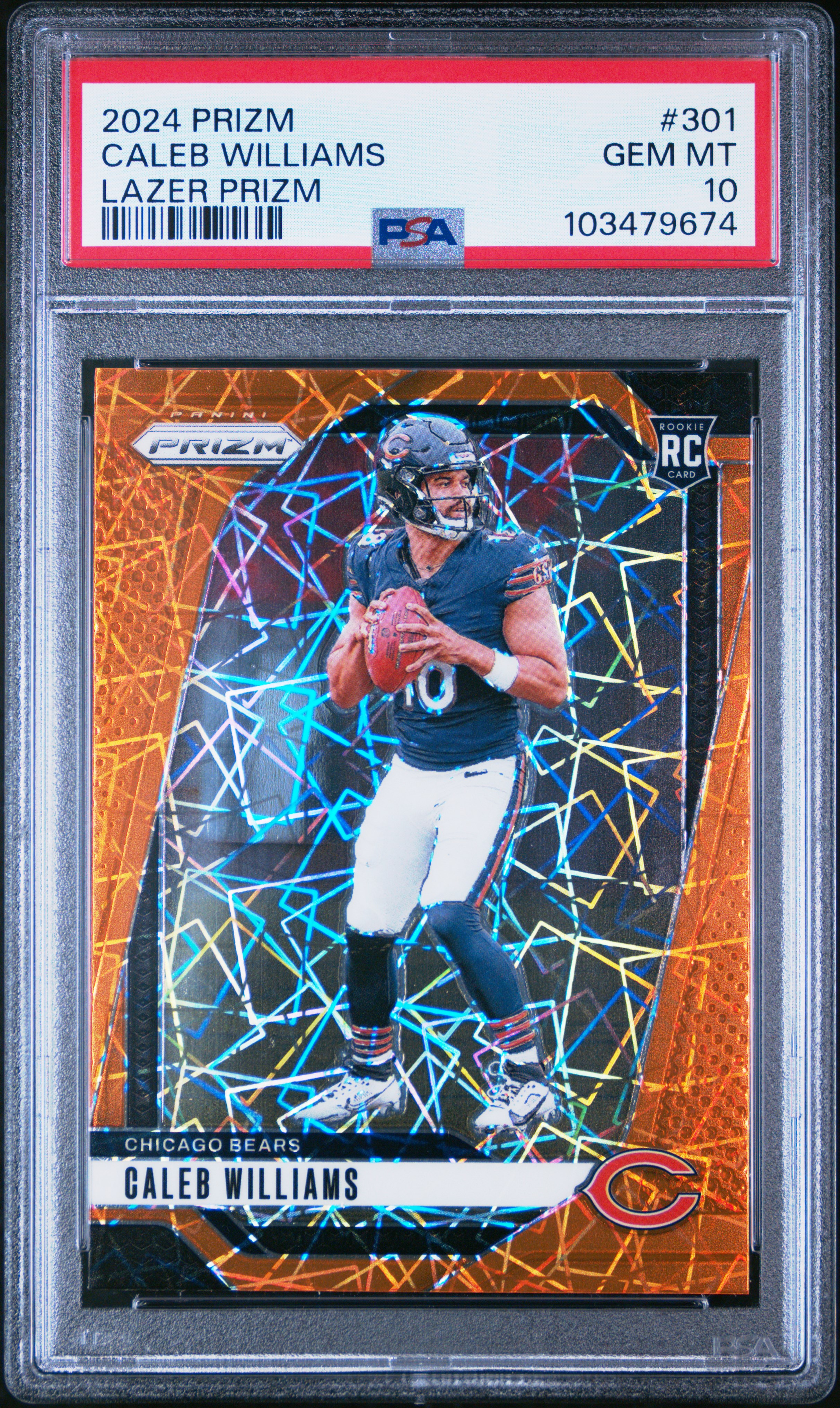 2024 Panini Prizm Caleb Williams #301 (Lazer Prizm) Gem Mt 10 front