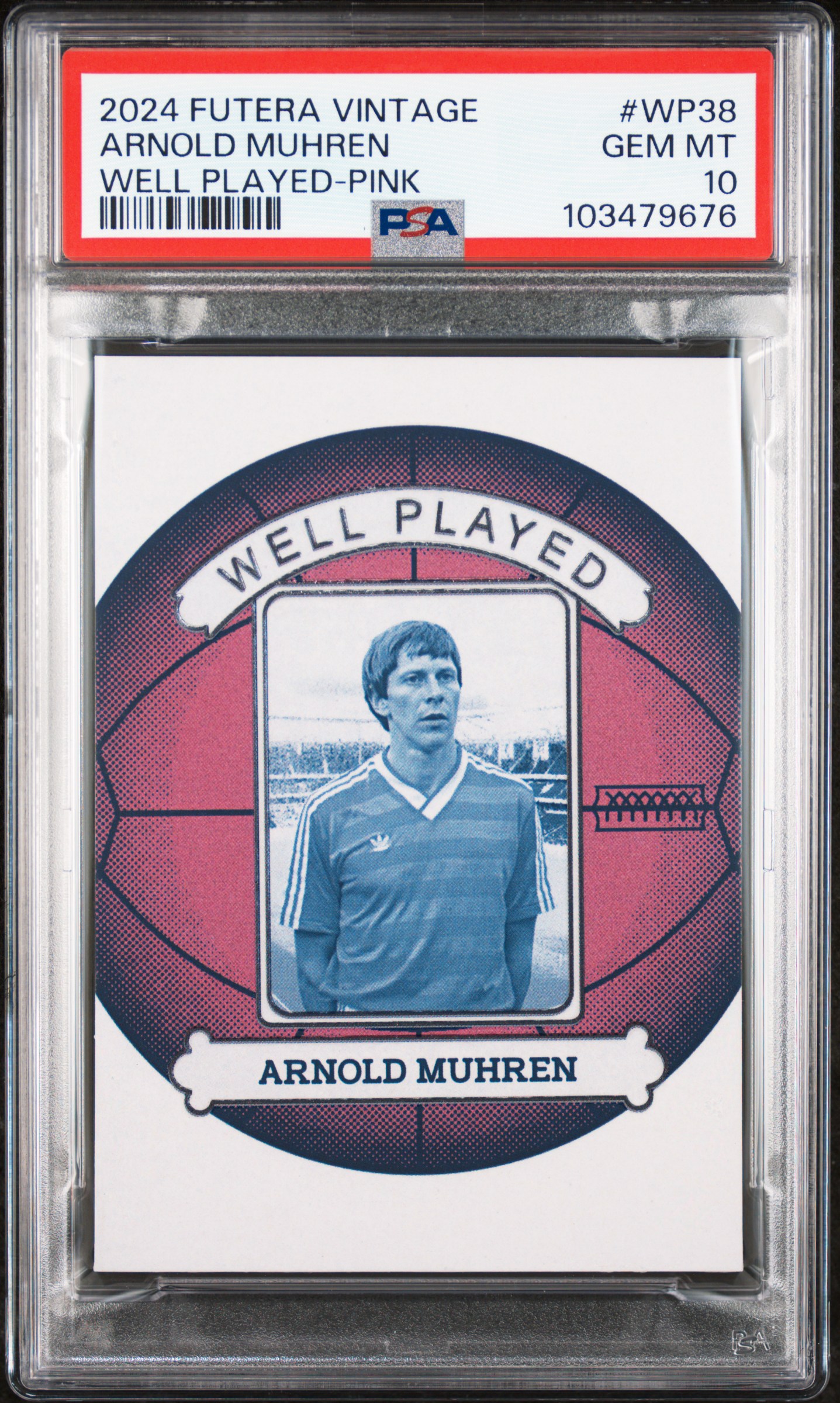 2024 Futera Vintage Football Well Played Arnold Muhren #Wp38 (Well Played-Pink) Gem Mt 10 front