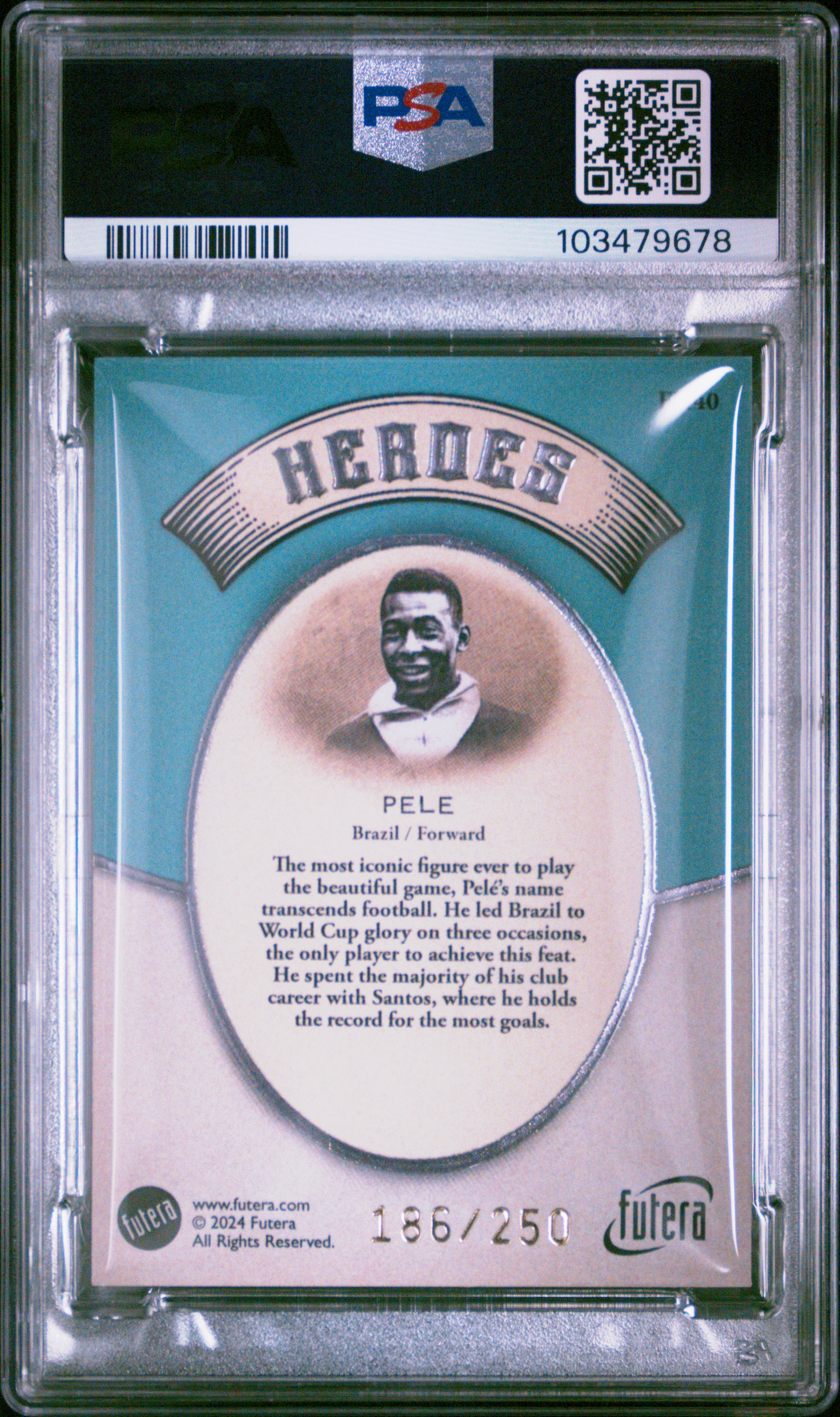 2024 Futera Vintage Football Heroes Pele #Fh40 Gem Mt 10 back