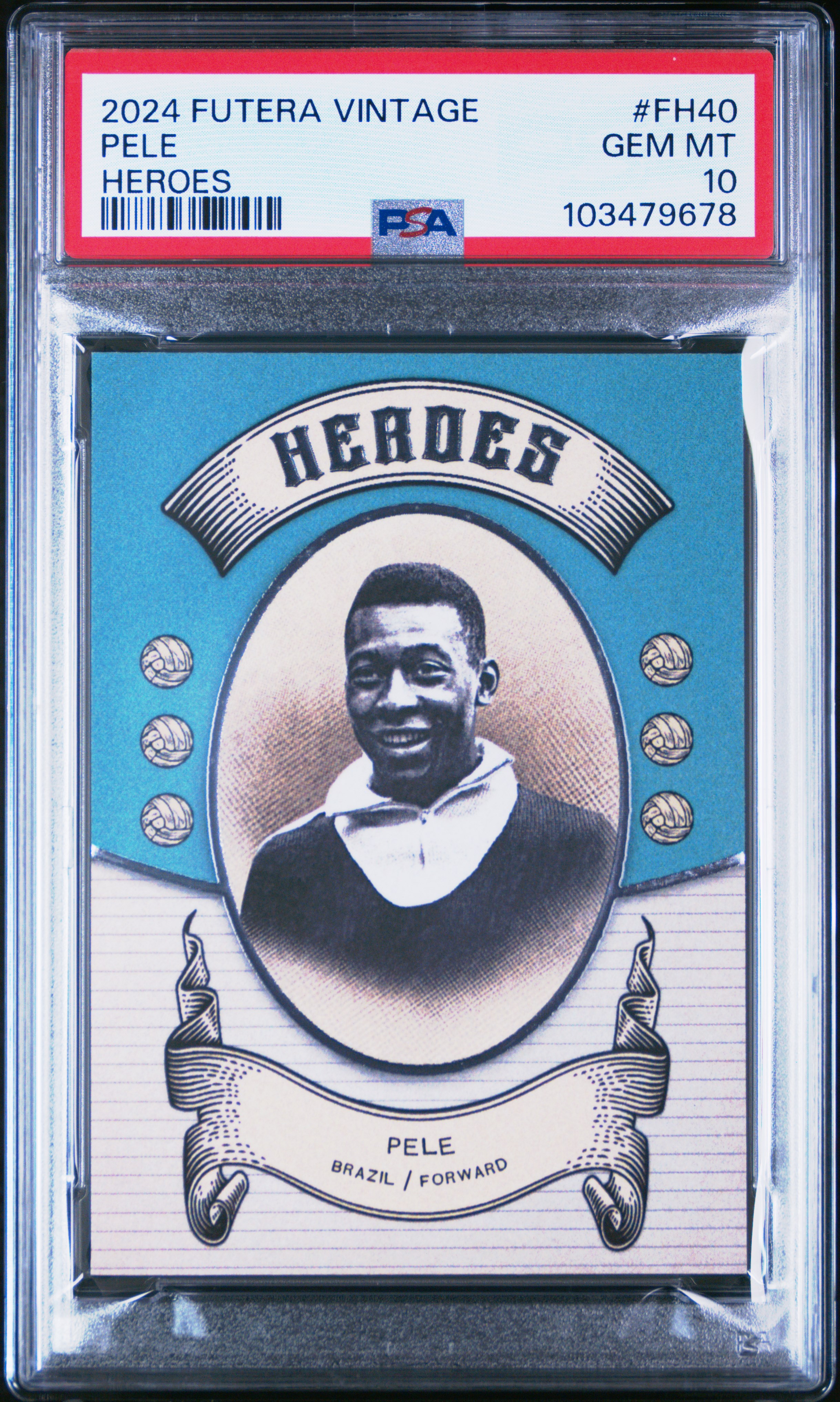 2024 Futera Vintage Football Heroes Pele #Fh40 Gem Mt 10 front