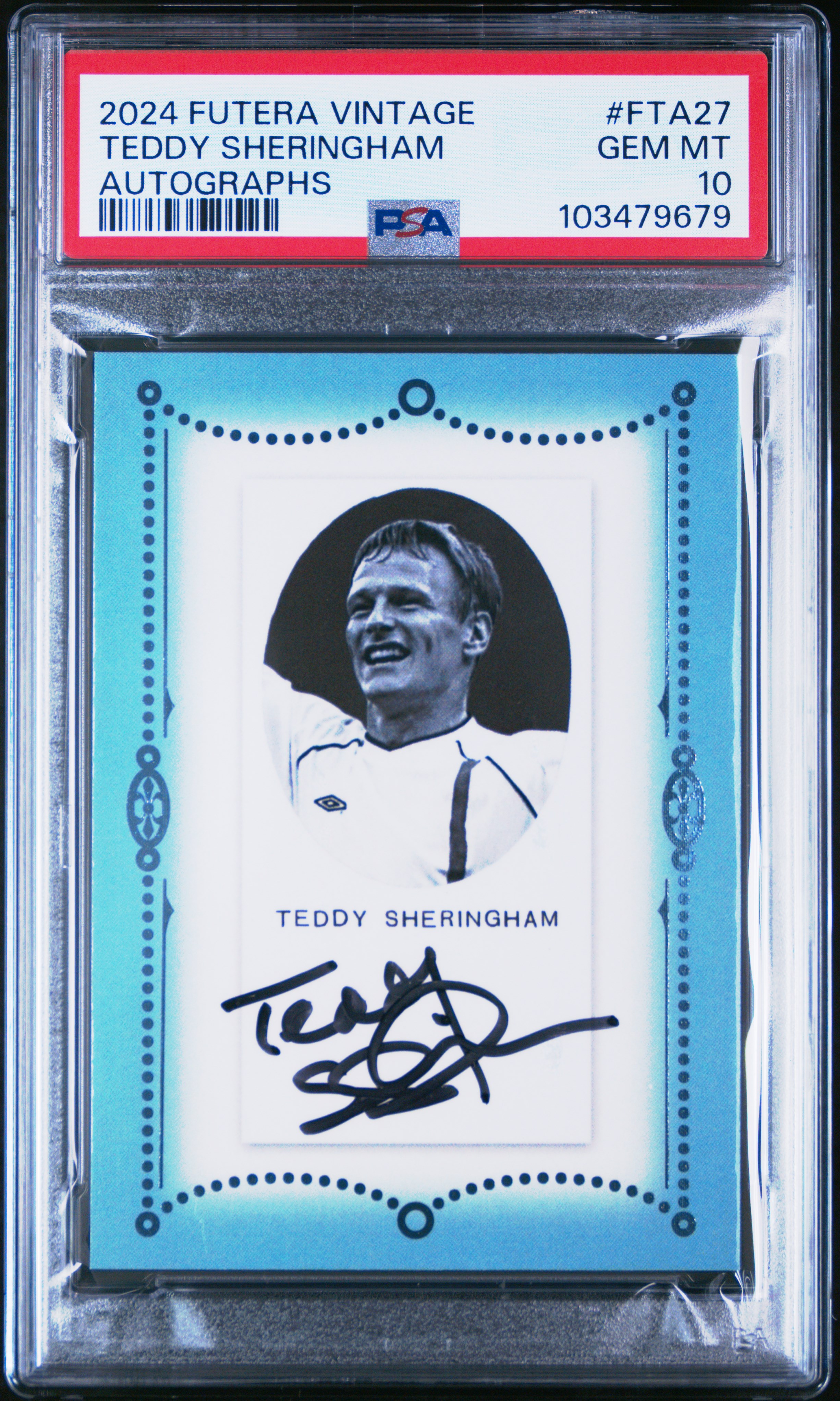 2024 Futera Vintage Football Autographs Teddy Sheringham #Fta27 Gem Mt 10 front