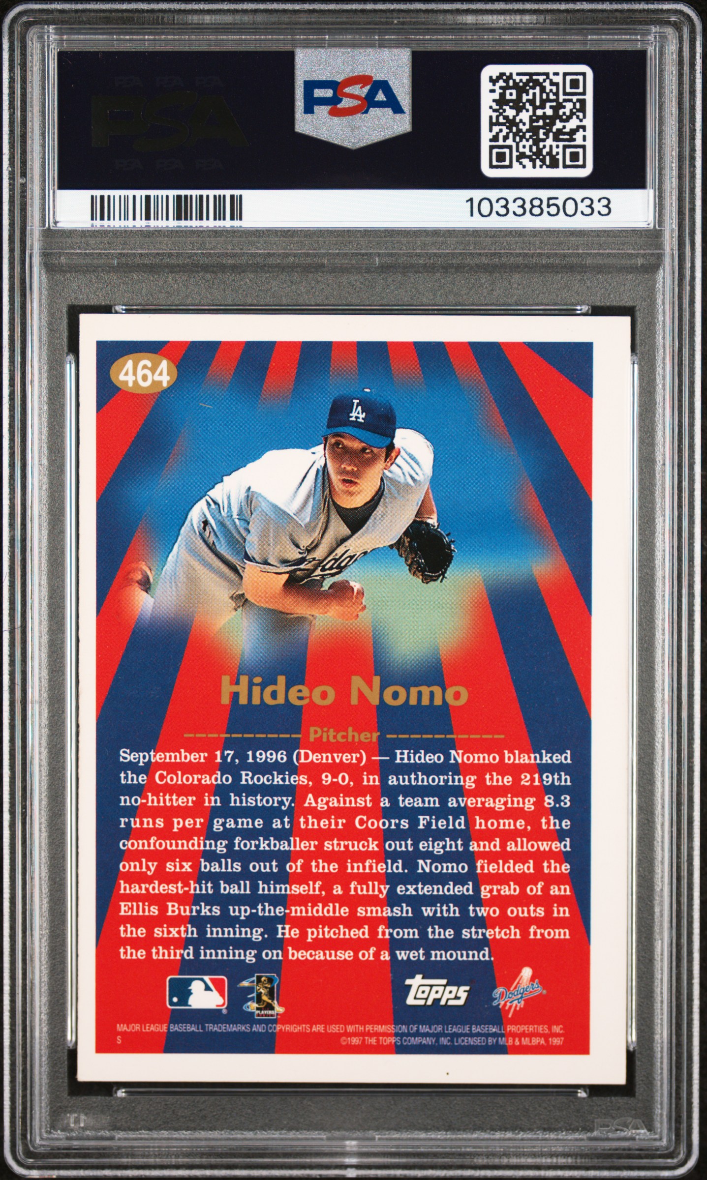 1997 Topps Hideo Nomo #464 back