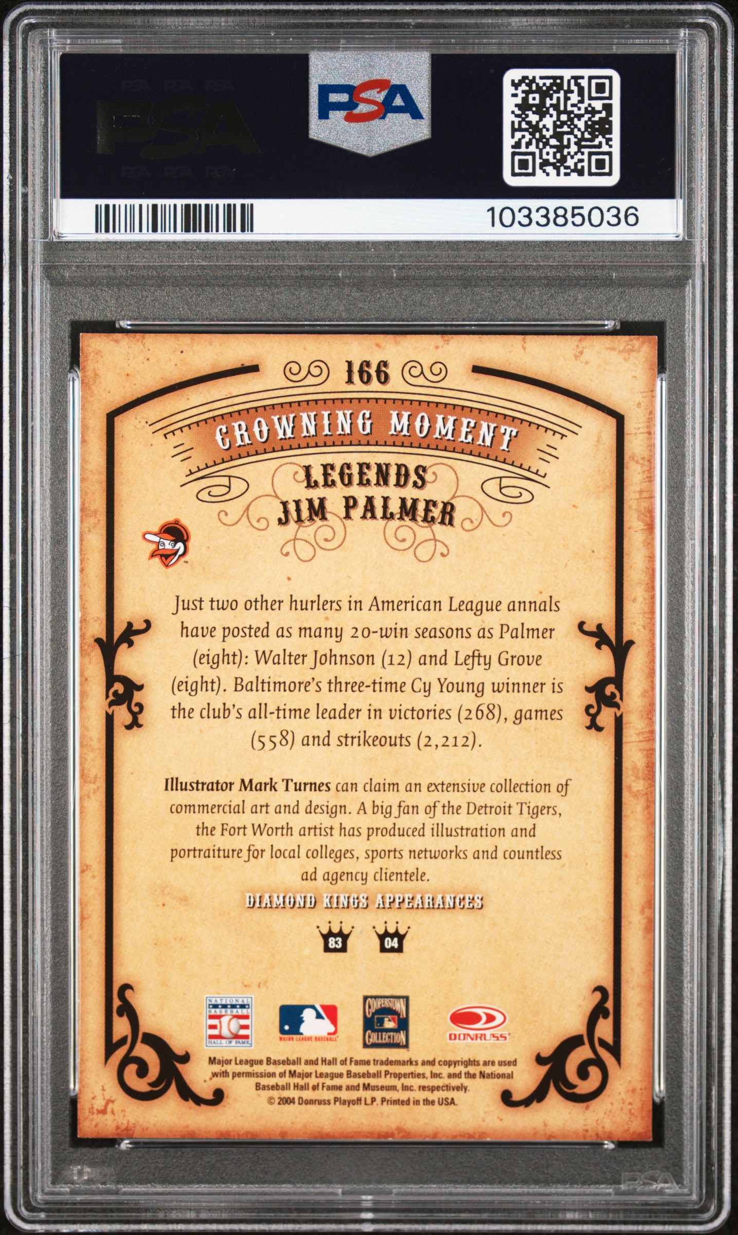 2004 Donruss Diamond Kings Jim Palmer #166 back