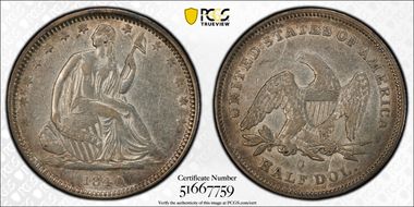 1840-O 50C WB-9, Baseball Die Cracks XF40