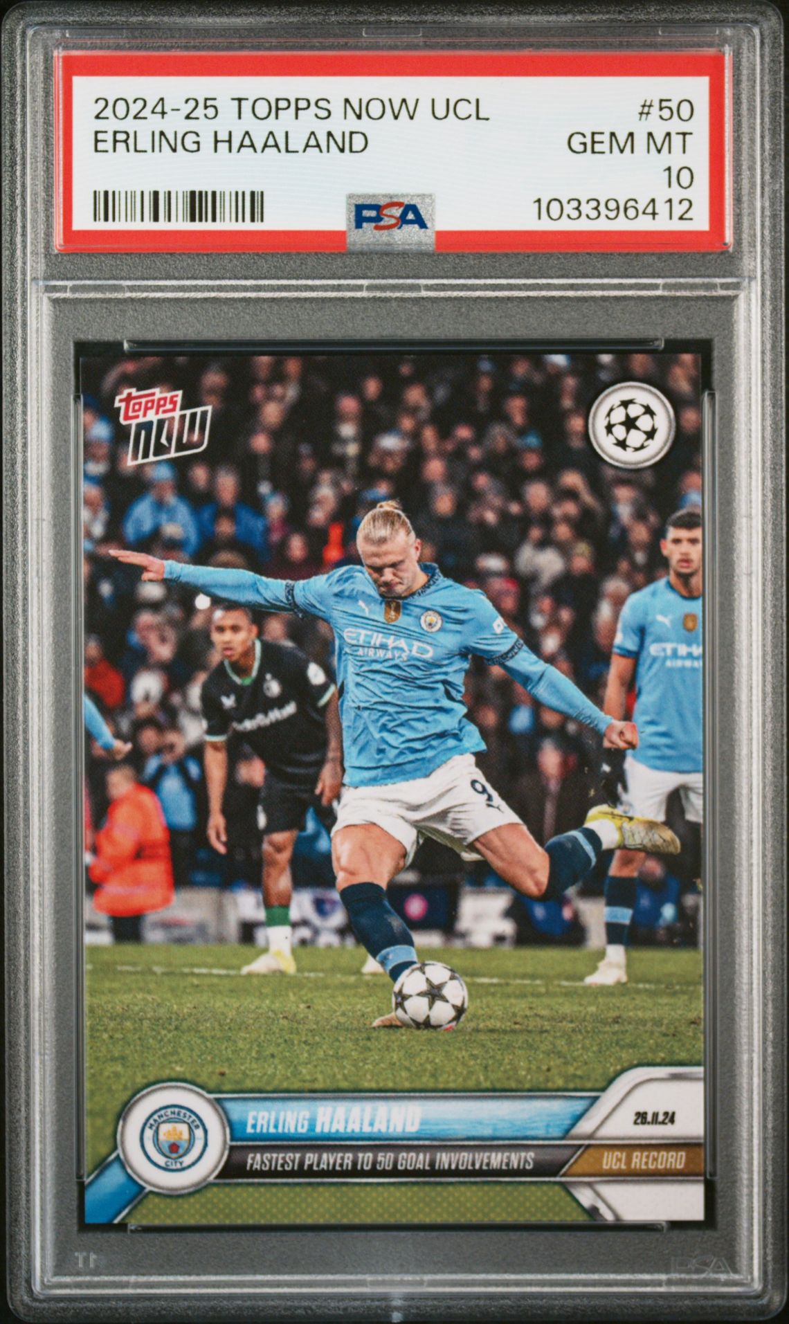 2024-25 Topps Now Uefa Champions League Erling Haaland #50 Gem Mt 10 front
