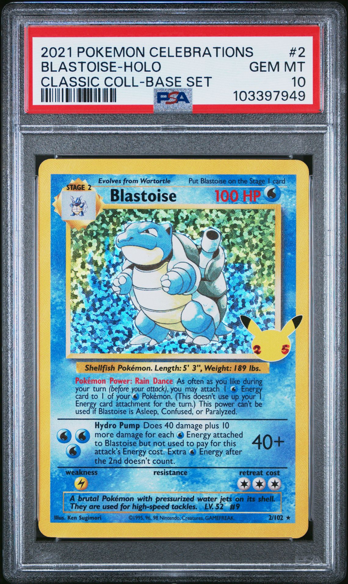 2021 Pokemon POKEMON CELEBRATIONS CLASSIC COLLECTION BASE SET #2 Blastoise-Holo front