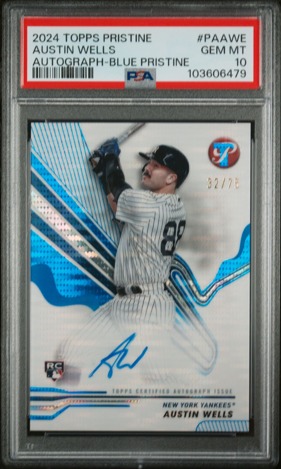 2024 Topps TOPPS PRISTINE PRISTINE AUTOGRAPHS AUTOGRAPH-BLUE PRISTINE #PAAWE Austin Wells front