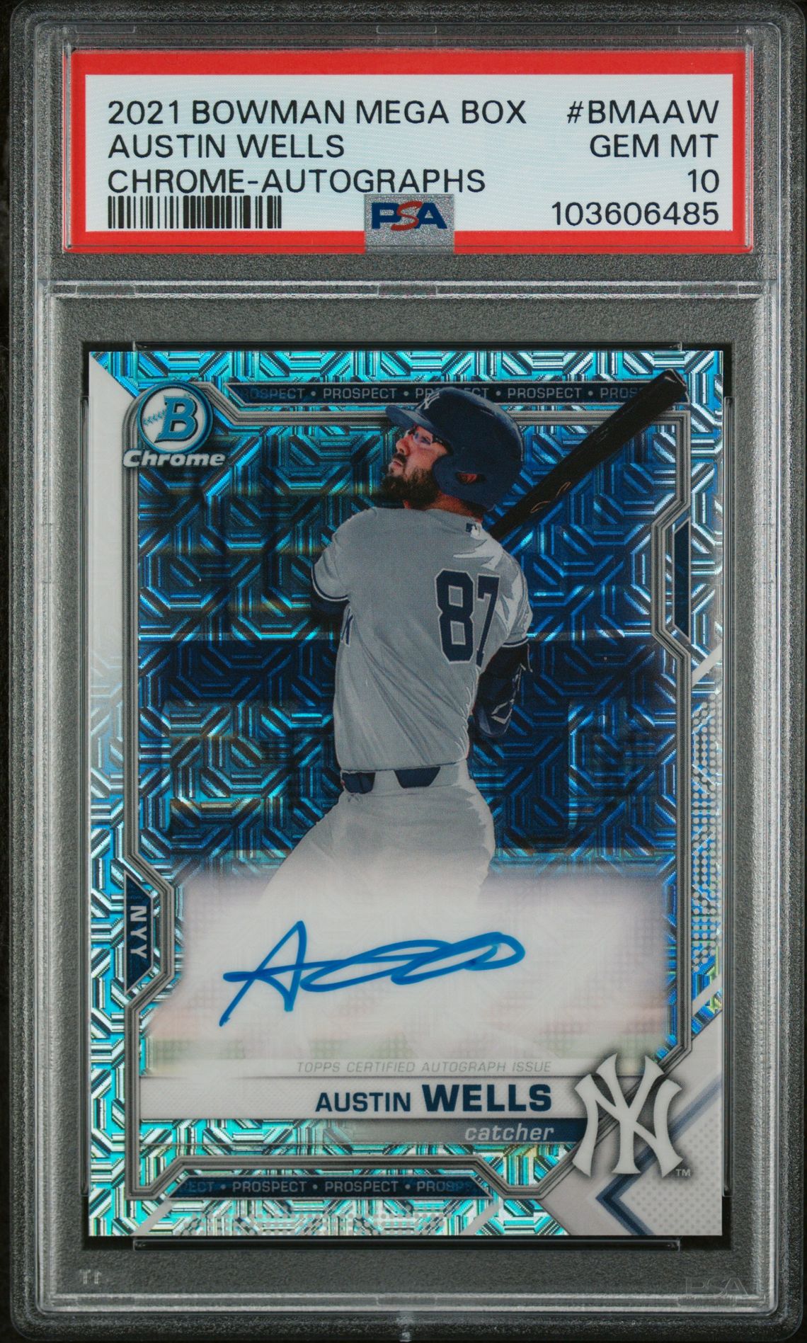2021 Bowman BOWMAN MEGA BOX CHROME AUTOGRAPHS AUTOGRAPHS #BMAAW Austin Wells front