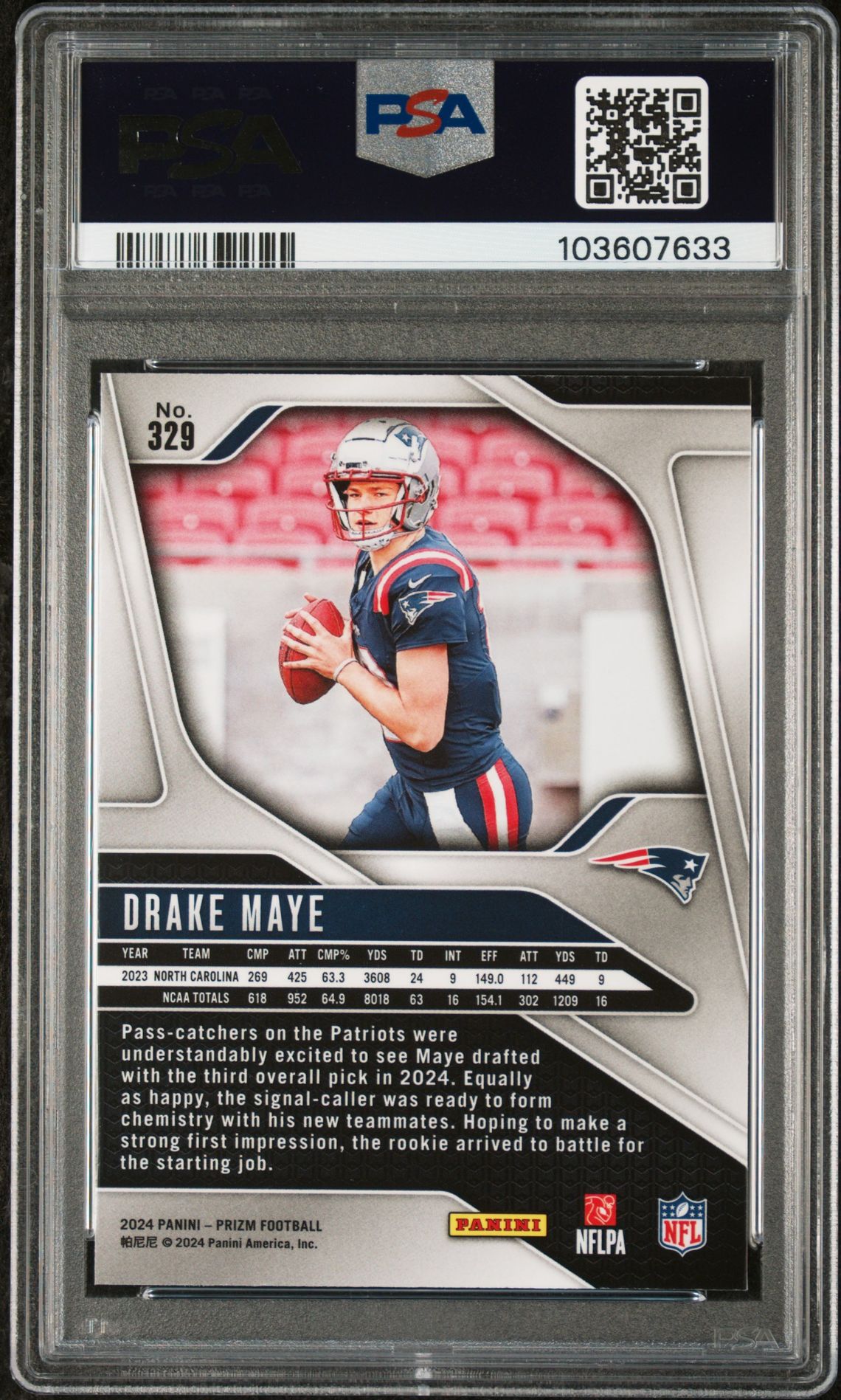 2024 Panini Prizm Drake Maye #329 Mint 9 back