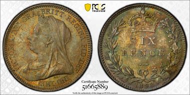 1893 6D S-3941 Old Head MS64