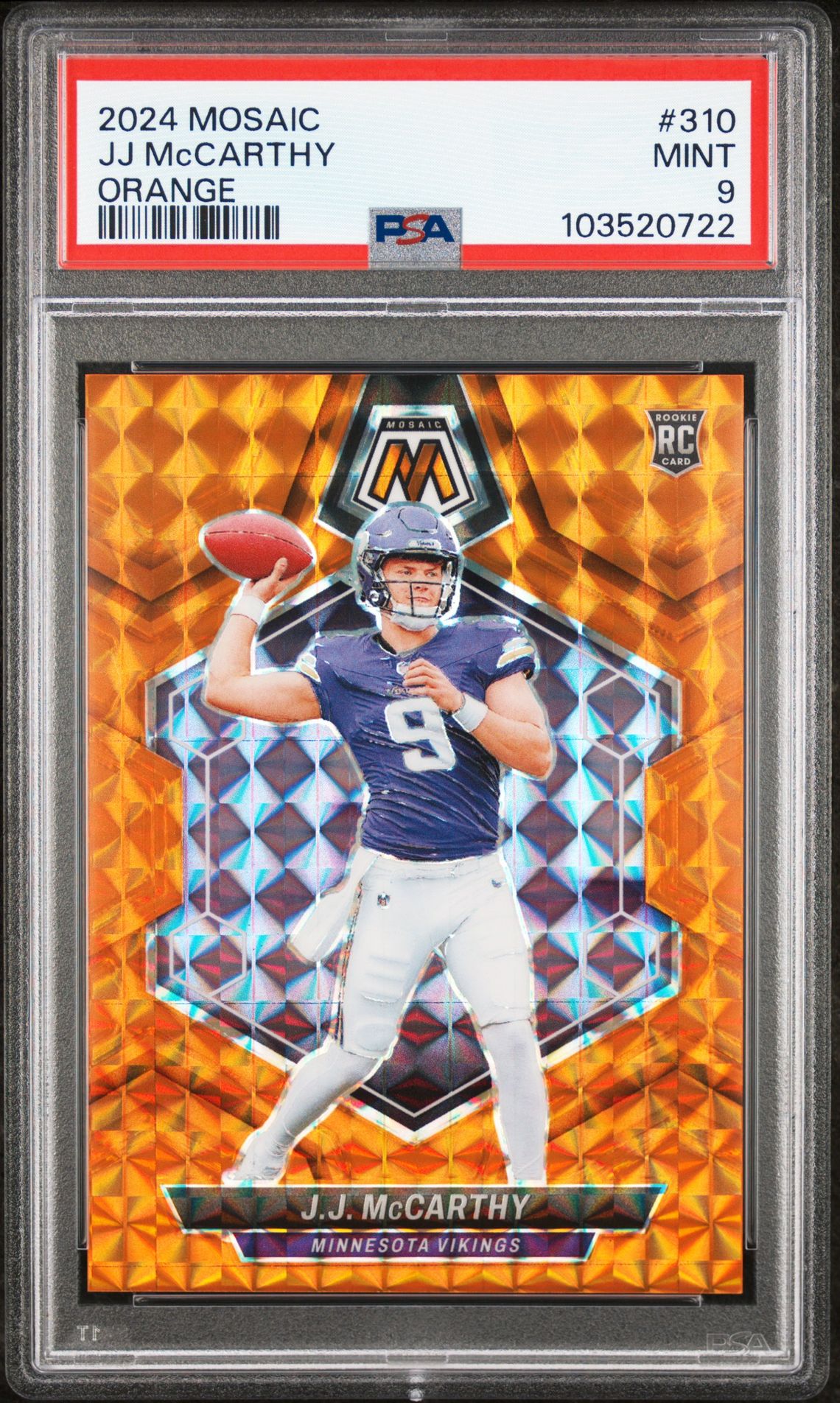 2024 Panini Mosaic Jj Mccarthy #310 (Orange) Mint 9 front