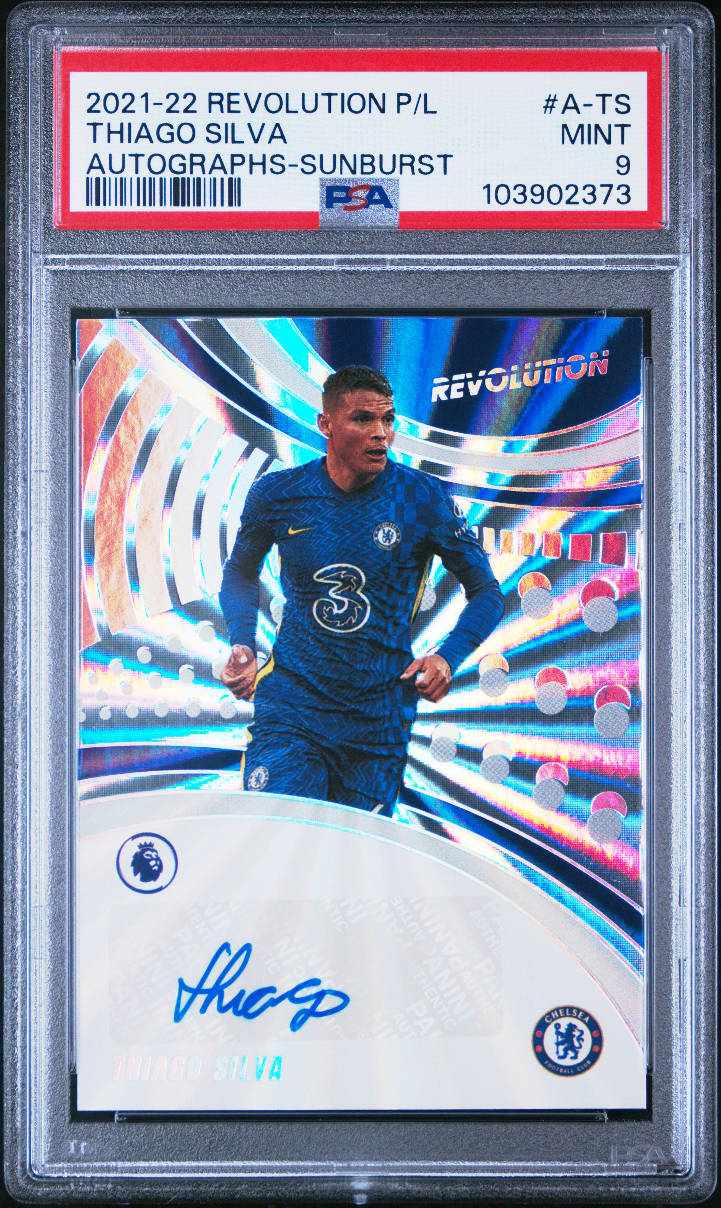 2021 #A-TS Thiago Silva PSA 9 Panini Revolution Premier League Autographs