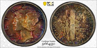 1916 10C Mercury MS65FB