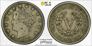 1883 5C No CENTS VF25