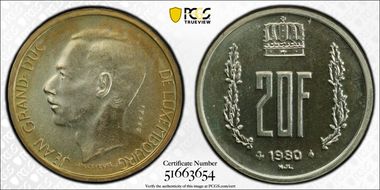 1980 20 Fr KM-E89 Essai Ag SP65