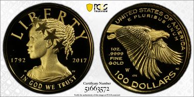 2017-W $100 American Liberty High Relief First Strike PR70DCAM