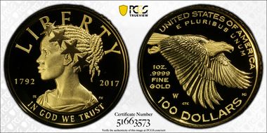 2017-W $100 American Liberty High Relief First Strike PR70DCAM